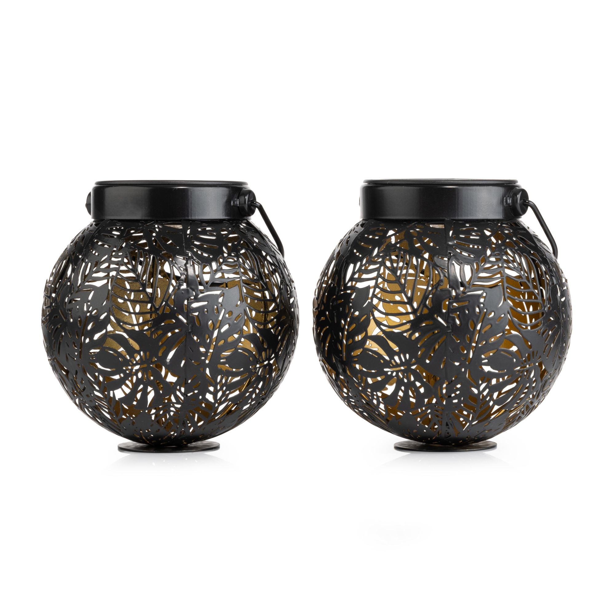 LUMIDA Garden 2 Solar-Laternen Kugelform Metall, Cut-outs Höhe 12,5cm, Ø 13cm