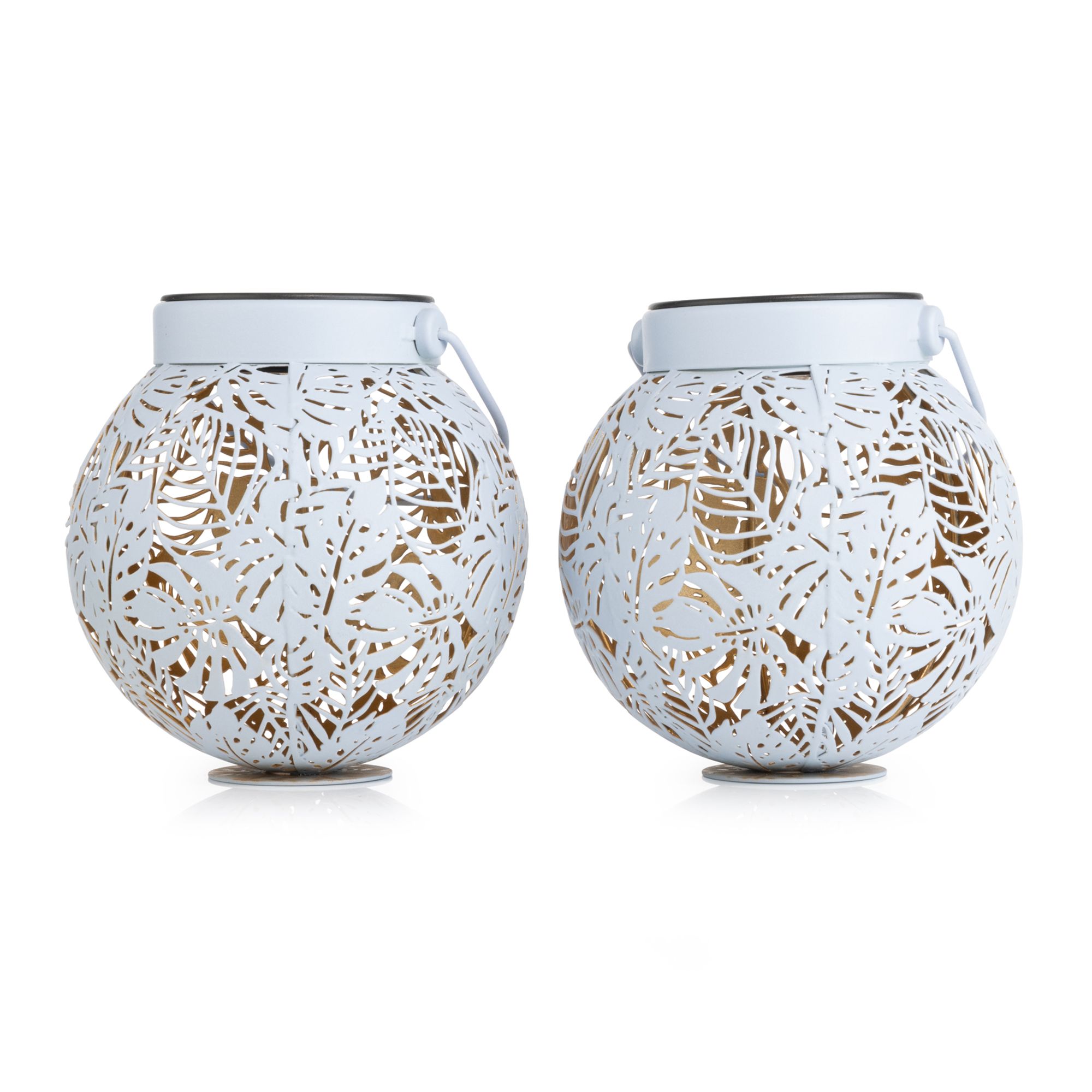 LUMIDA Garden 2 Solar-Laternen Kugelform Metall, Cut-outs Höhe 12,5cm, Ø 13cm