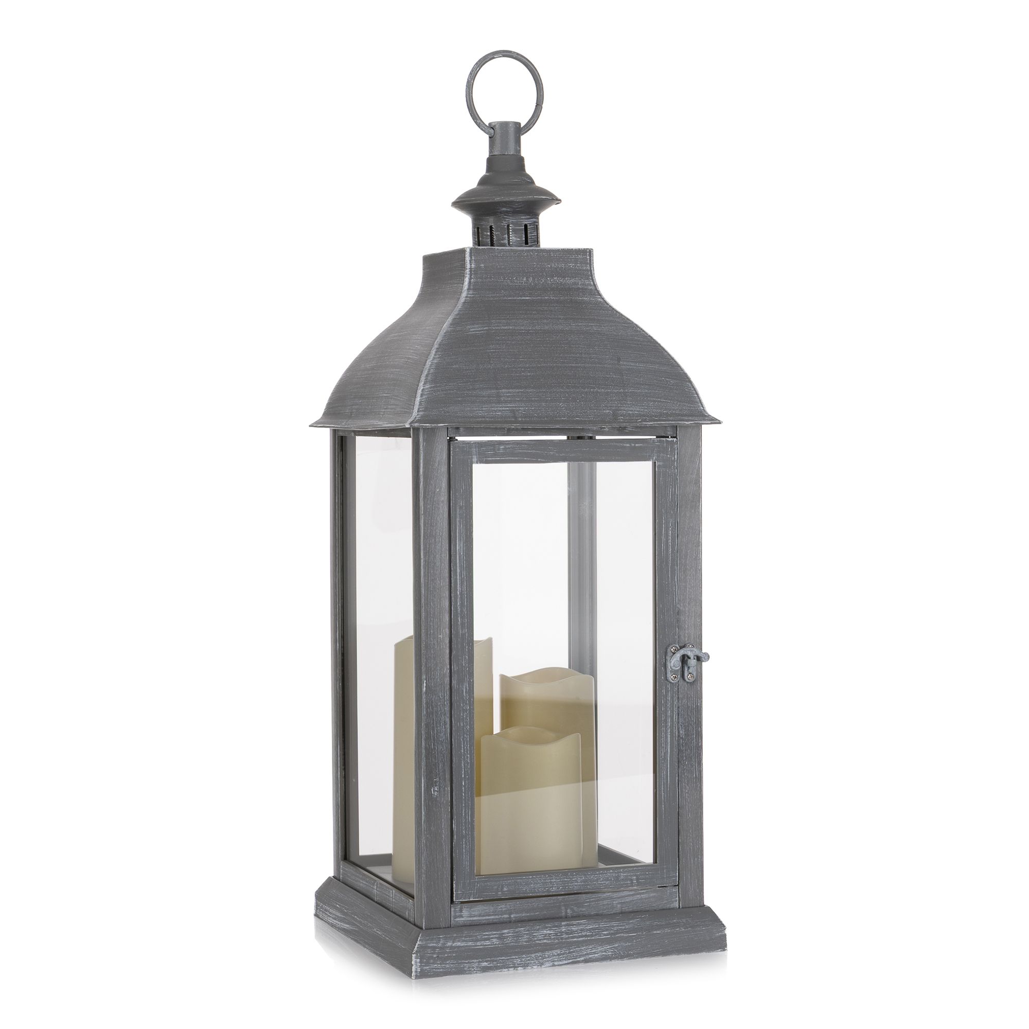 ELAMBIA Outdoor-Laterne Rotationslicht inkl. 3 LED-Kerzen Timer, 24x24x59cm