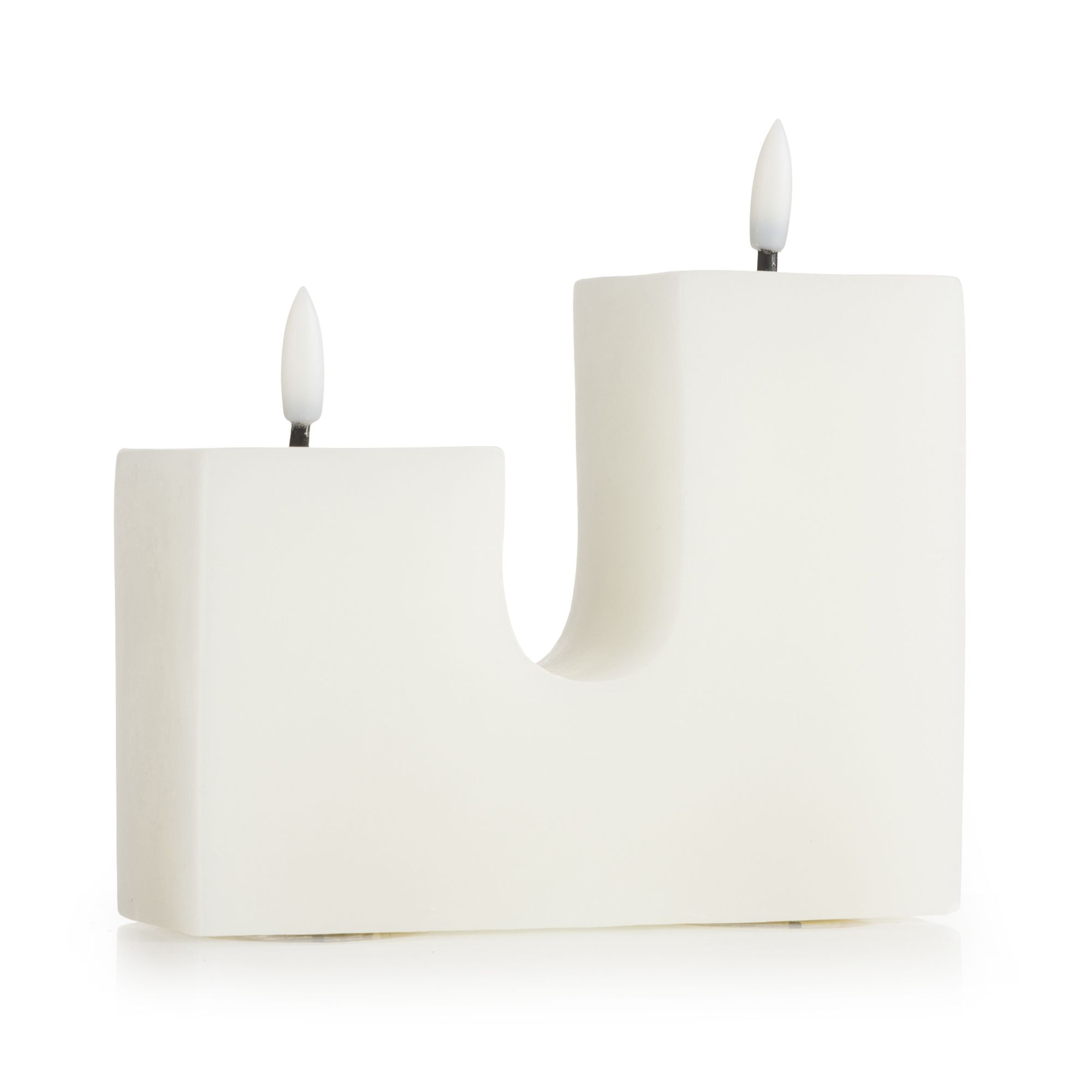 ELAMBIA LED-Designkerze 2 Luma-Flammen 5h-Timerfunktion Höhe 15cm