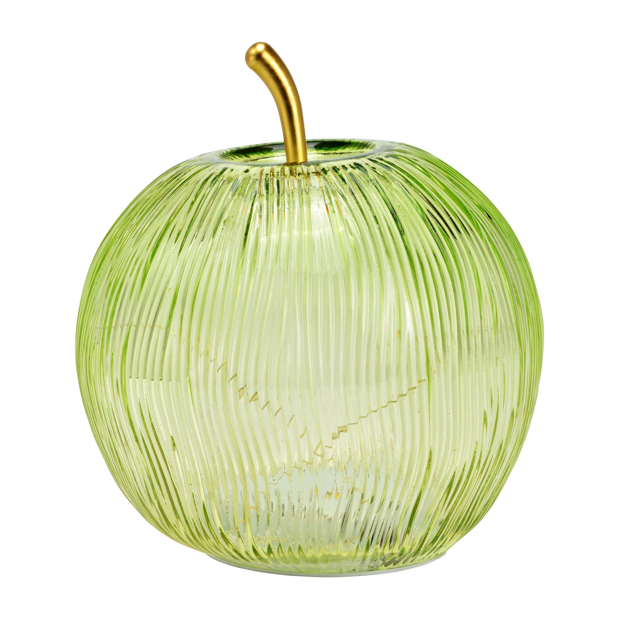 WURM Deko-Apfel aus Glas mit LED-Beleuchtung Timerfunktion