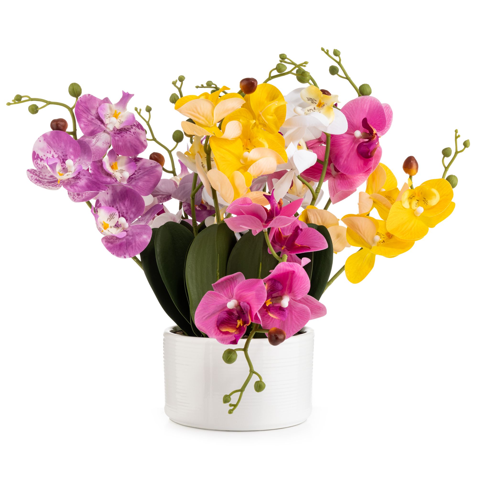 ABELLA Flora künstliche Orchidee Phalaenopsis Farbmix Realtouch-Effekt Keramiktopf