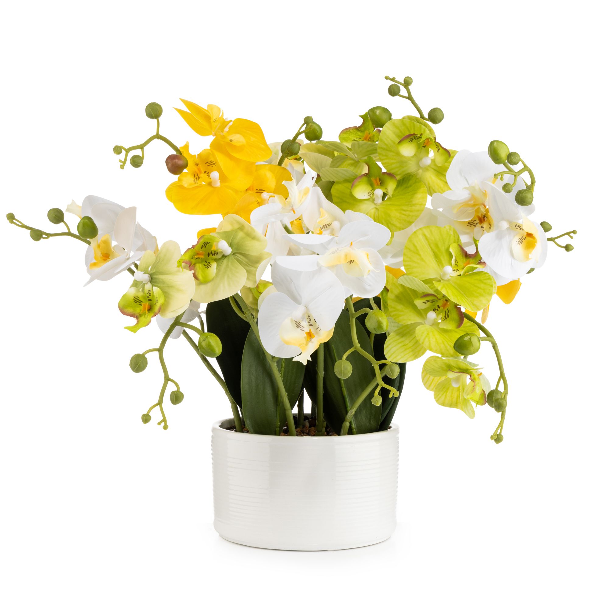 ABELLA Flora künstliche Orchidee Phalaenopsis Farbmix Realtouch-Effekt Keramiktopf