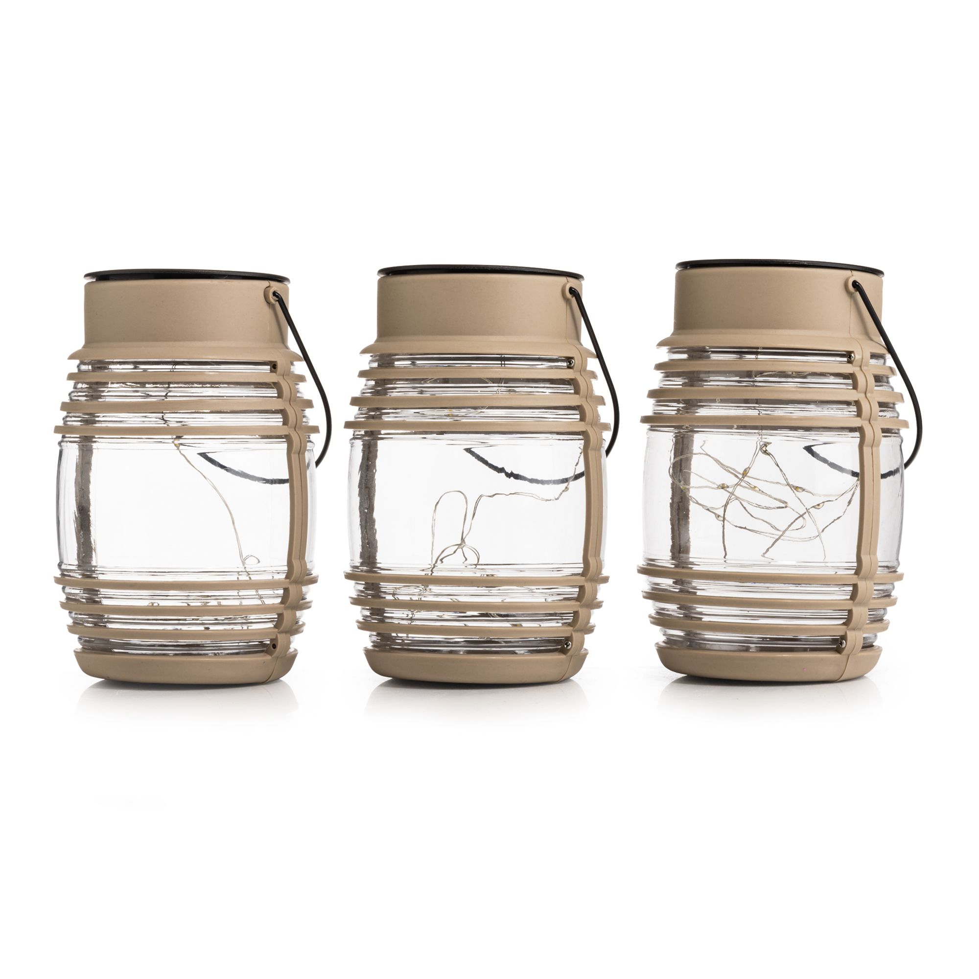 LUMIDA Garden 3 Solar-Laternen Draht-Lichterkette Ø 11cm, Höhe 16,5cm