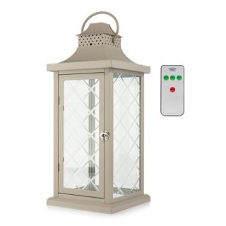 LUMIDA XL-Outdoorlaterne Dekor-Glas mit Tür 3-fach Leuchteffekt inkl. Fernbedienung