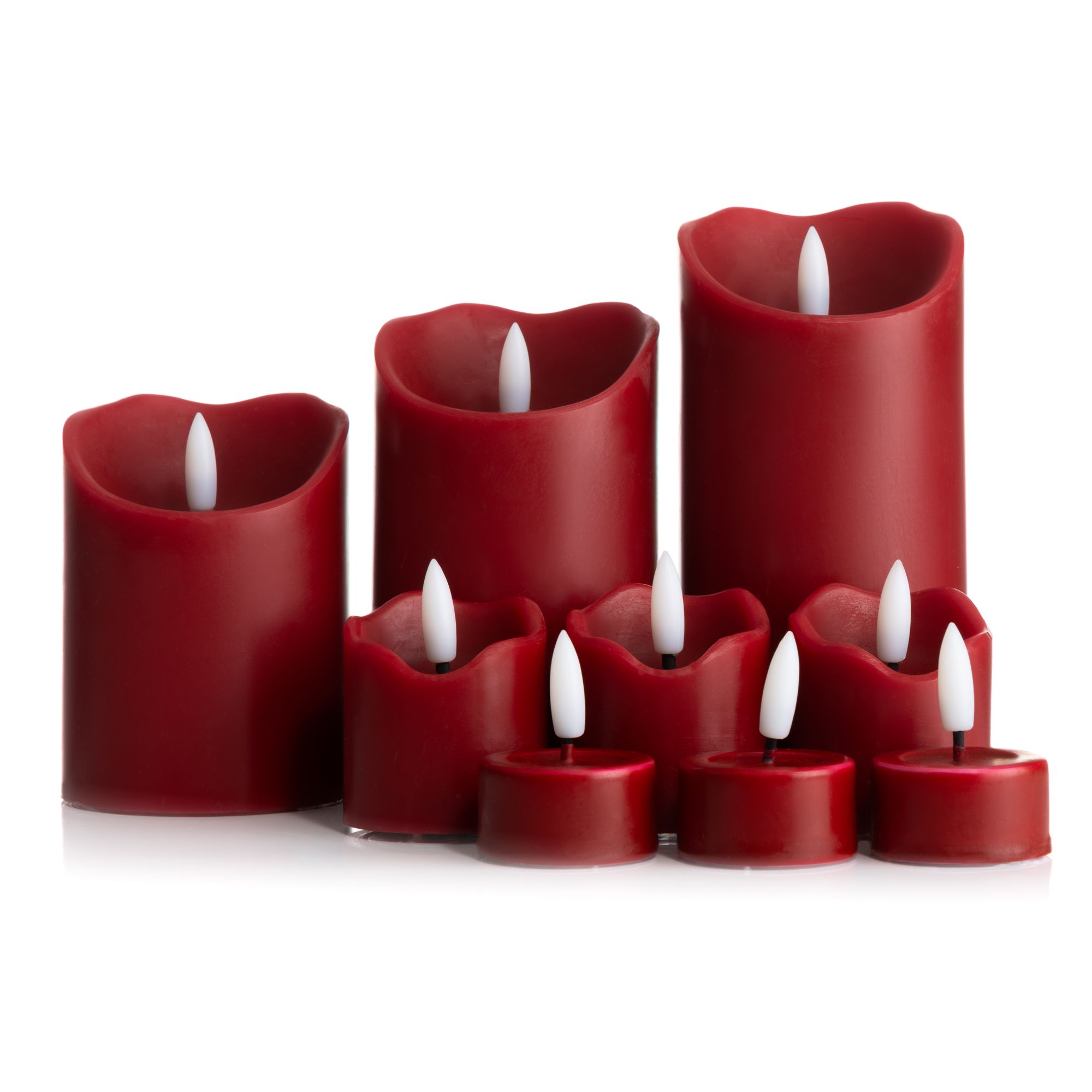 ELAMBIA 9 LED-Kerzen Stumpenkerzen, Votiv- kerzen & Teelichte Flamme Luma, Timer