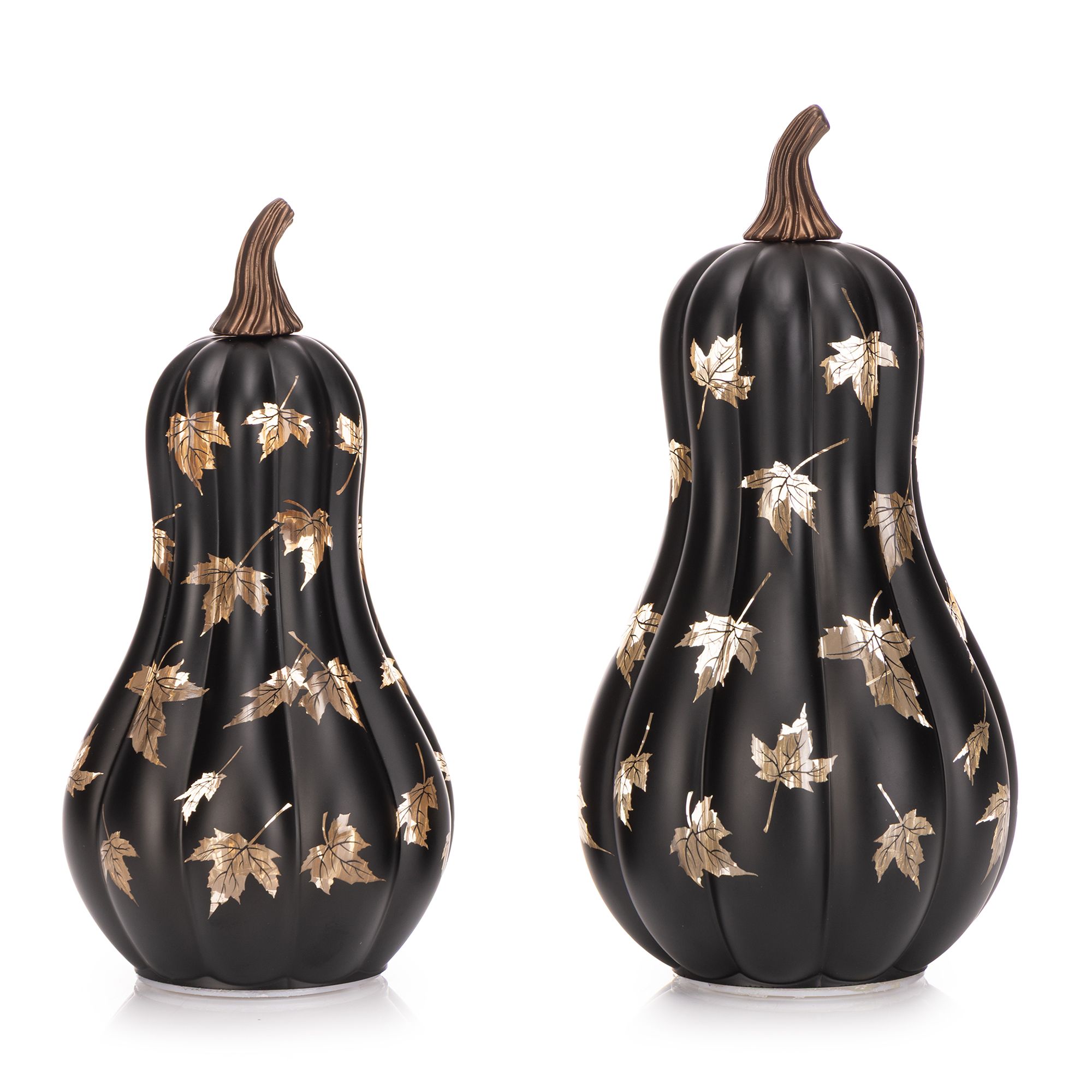 LUMIDA Casa 2 LED-Glaskürbisse Laser-Cut-Design outdoorgeeignet Höhe 26cm & 29cm