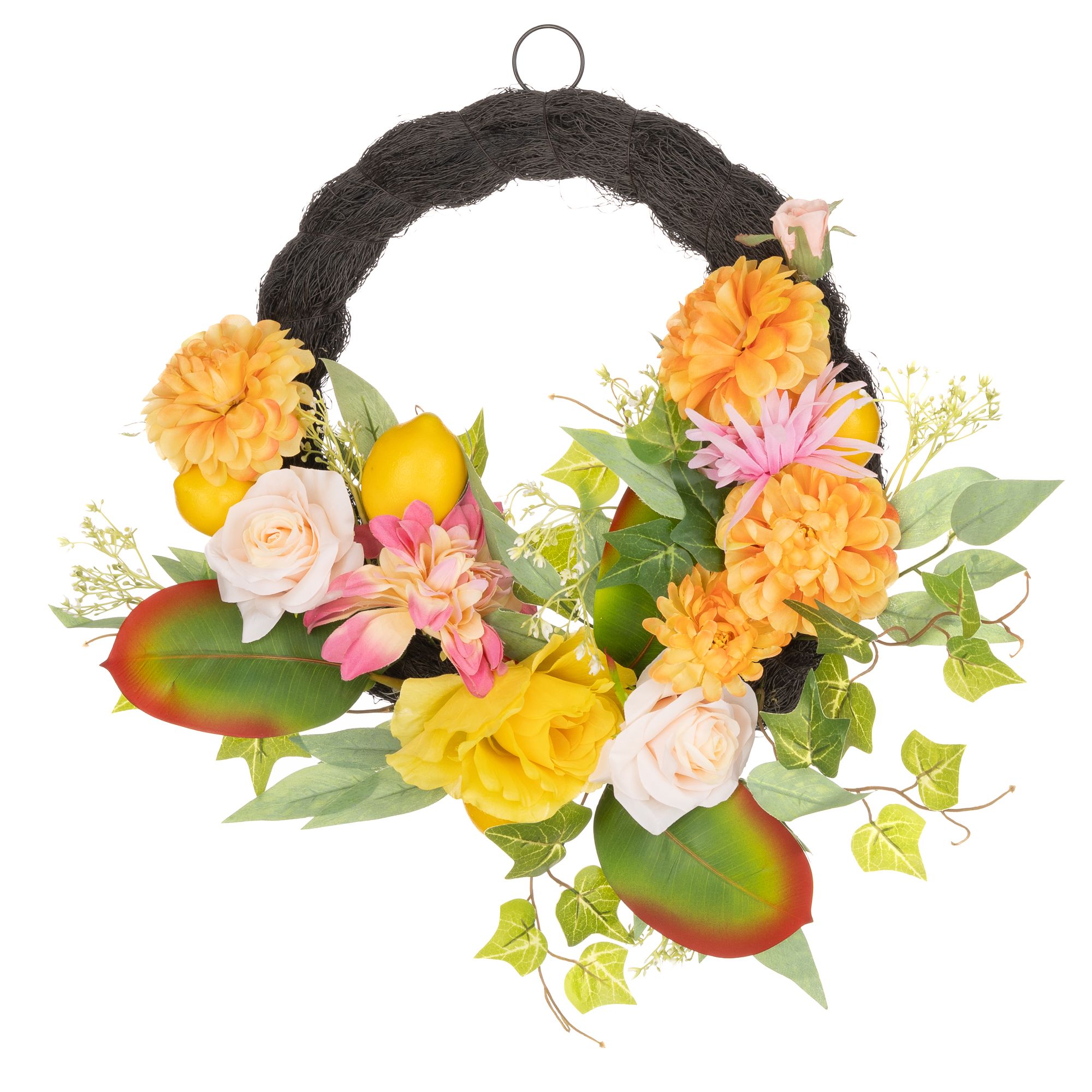 ABELLA Flora künstl. Dekokranz Blütenpracht & Rattan Ø 55cm