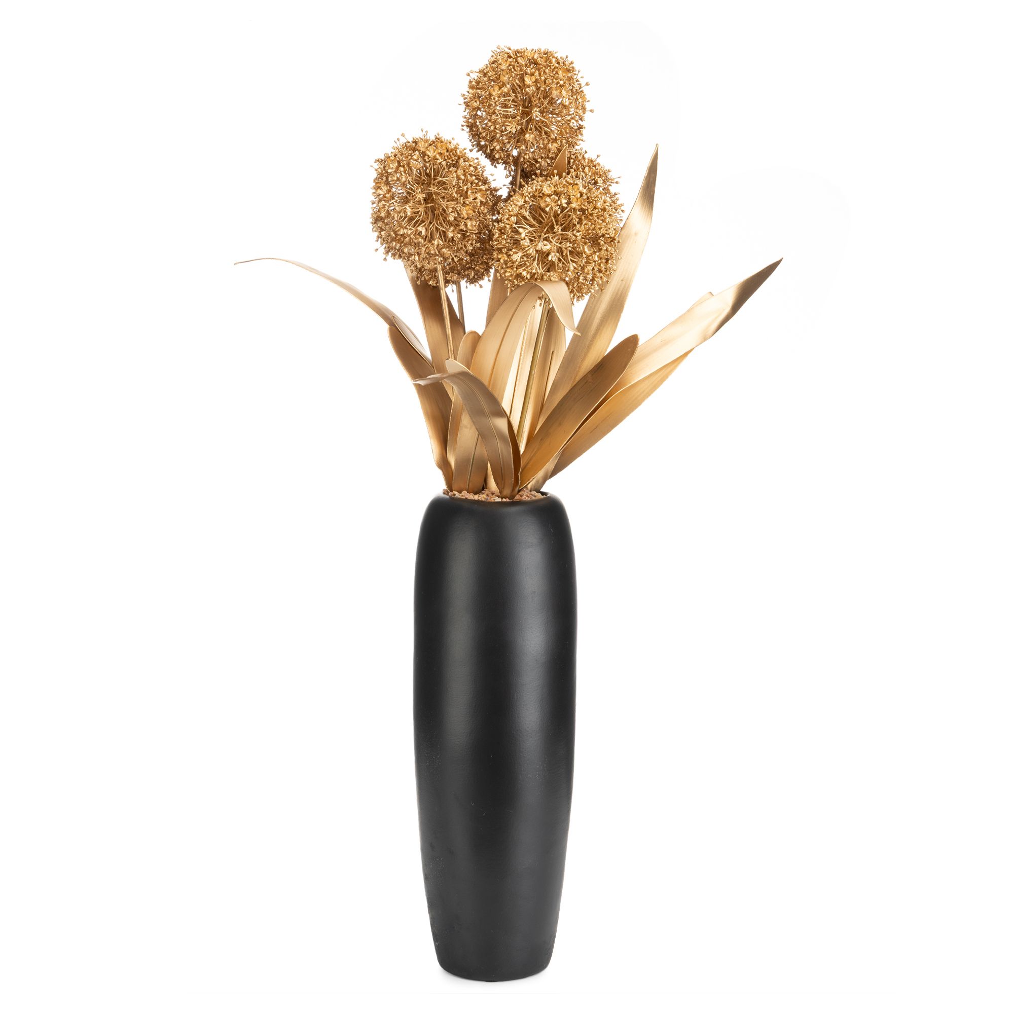 ABELLA Flora künstl. Allium Metallic-Optik in Keramik-Bodenvase Höhe 95cm
