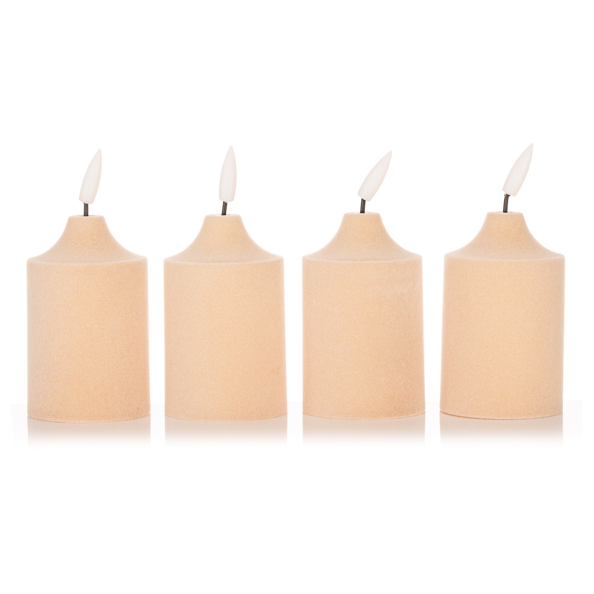 ELAMBIA 4 LED-Votivkerzen Samt-Oberfläche Flamme Luma, Timer Höhe 12cm, Ø 5cm