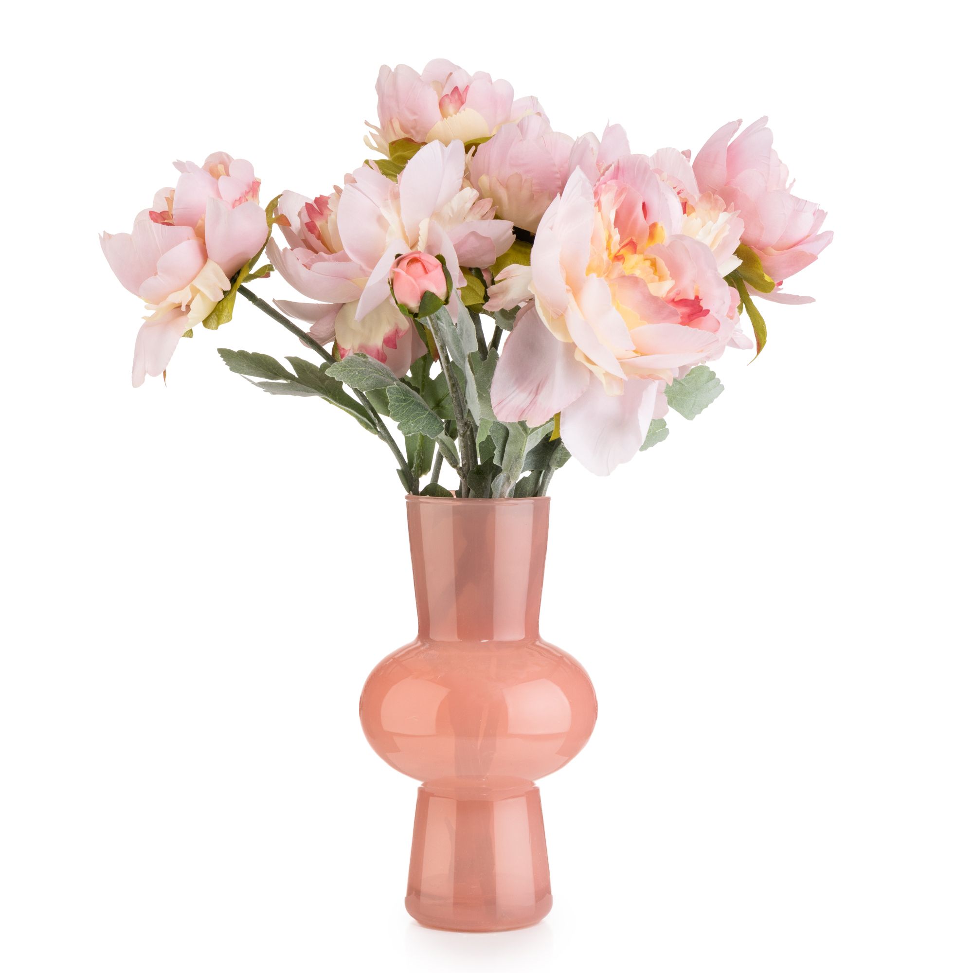 ABELLA Flora künstl. Bouquet Pfingstrosen Design-Vase Höhe 37cm