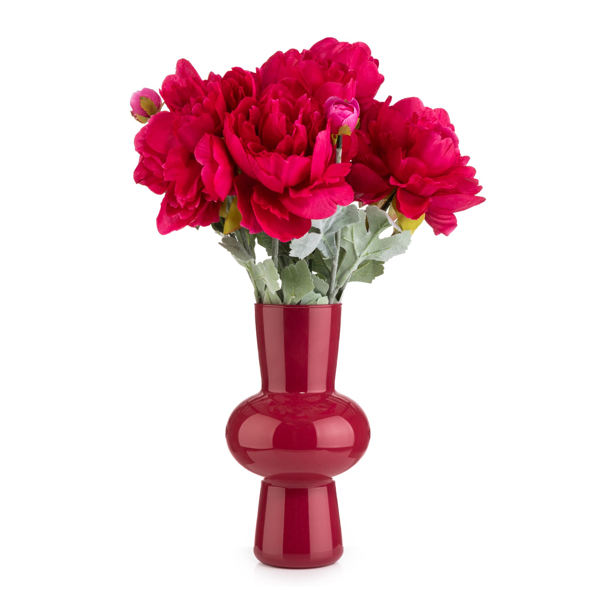 ABELLA Flora künstl. Bouquet Pfingstrosen Design-Vase Höhe 37cm