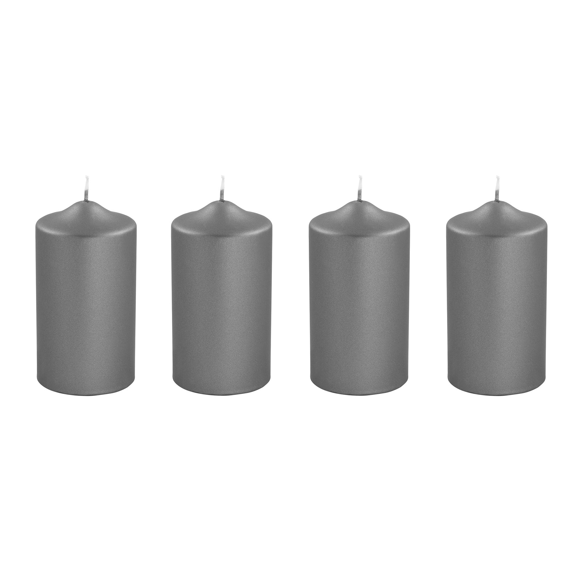 FINK 4 Stumpenkerzen CANDLE metallic Höhe 15cm, Ø 8cm