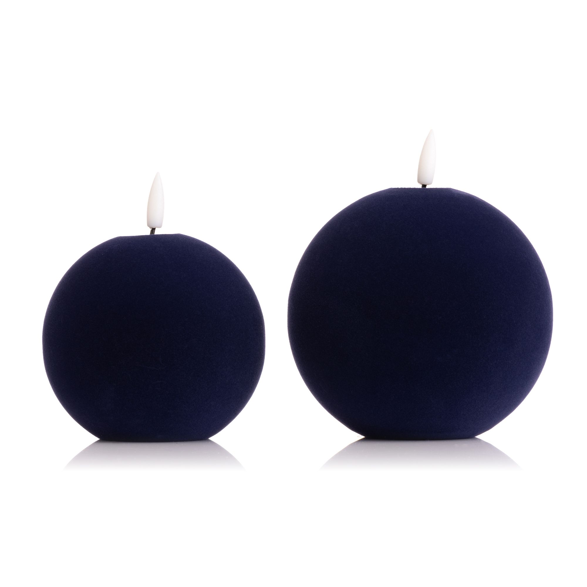 ELAMBIA 2 LED-Kugelkerzen Samt-Oberfläche Flamme Luma, Timer Höhe 12cm & 14,5cm