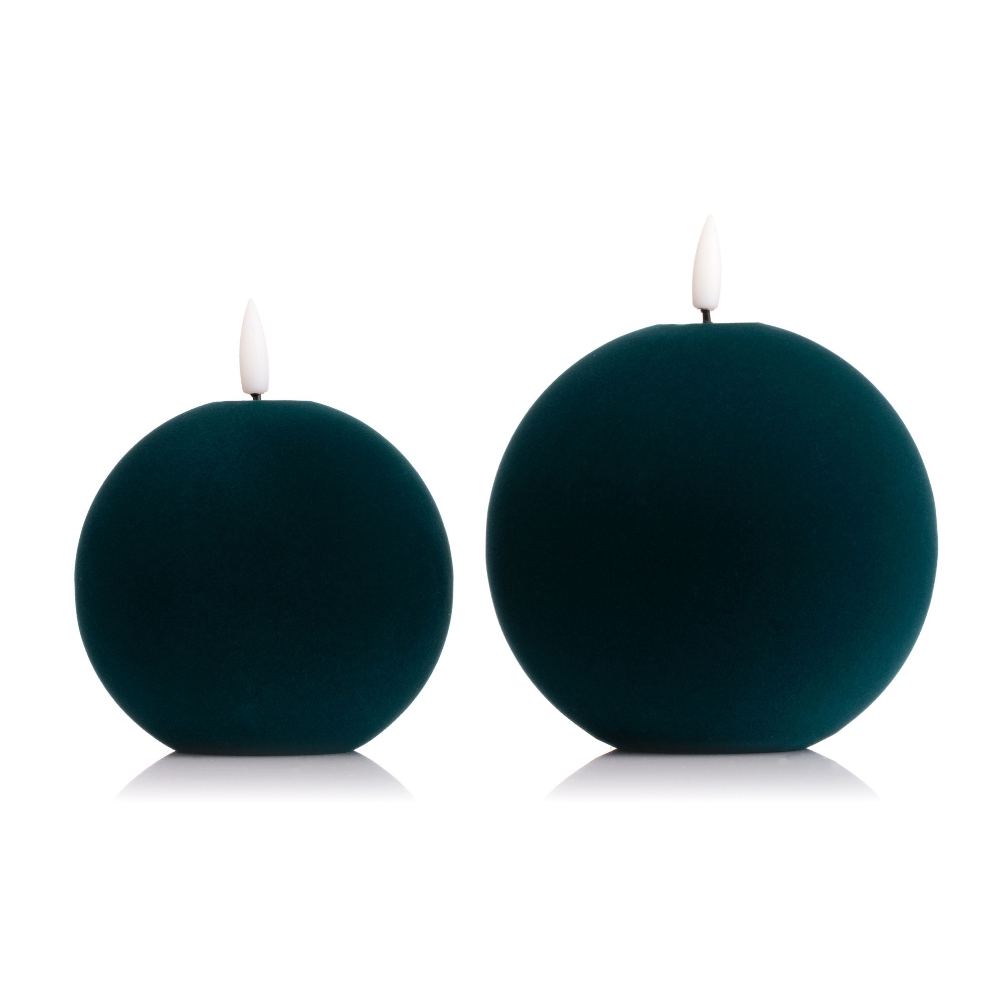 ELAMBIA 2 LED-Kugelkerzen Samt-Oberfläche Flamme Luma, Timer Höhe 12cm & 14,5cm