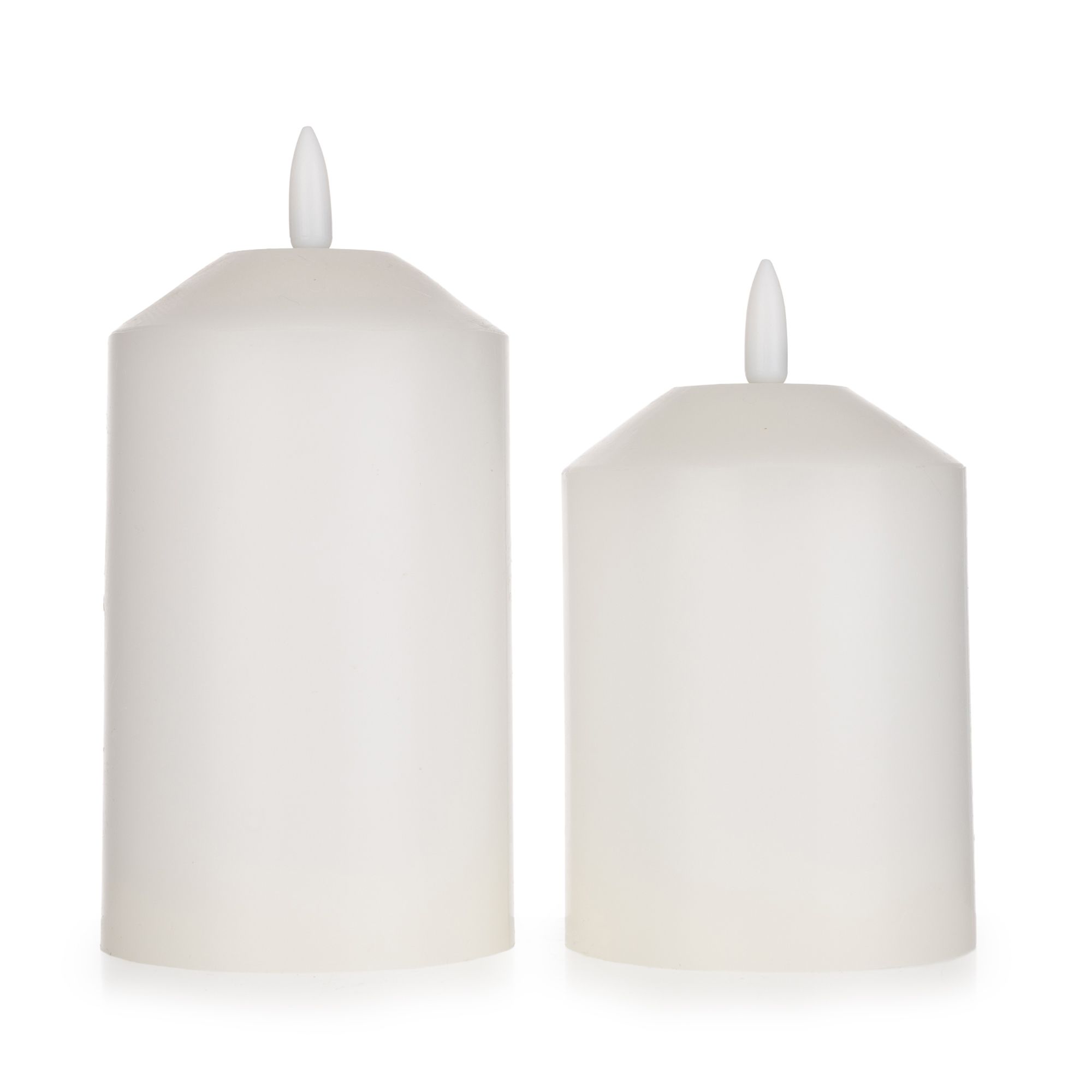 ELAMBIA recharge 2 LED-Kerzen wiederaufladbar 250h Brenndauer Ø 7,5cm, H. 12,5/15cm