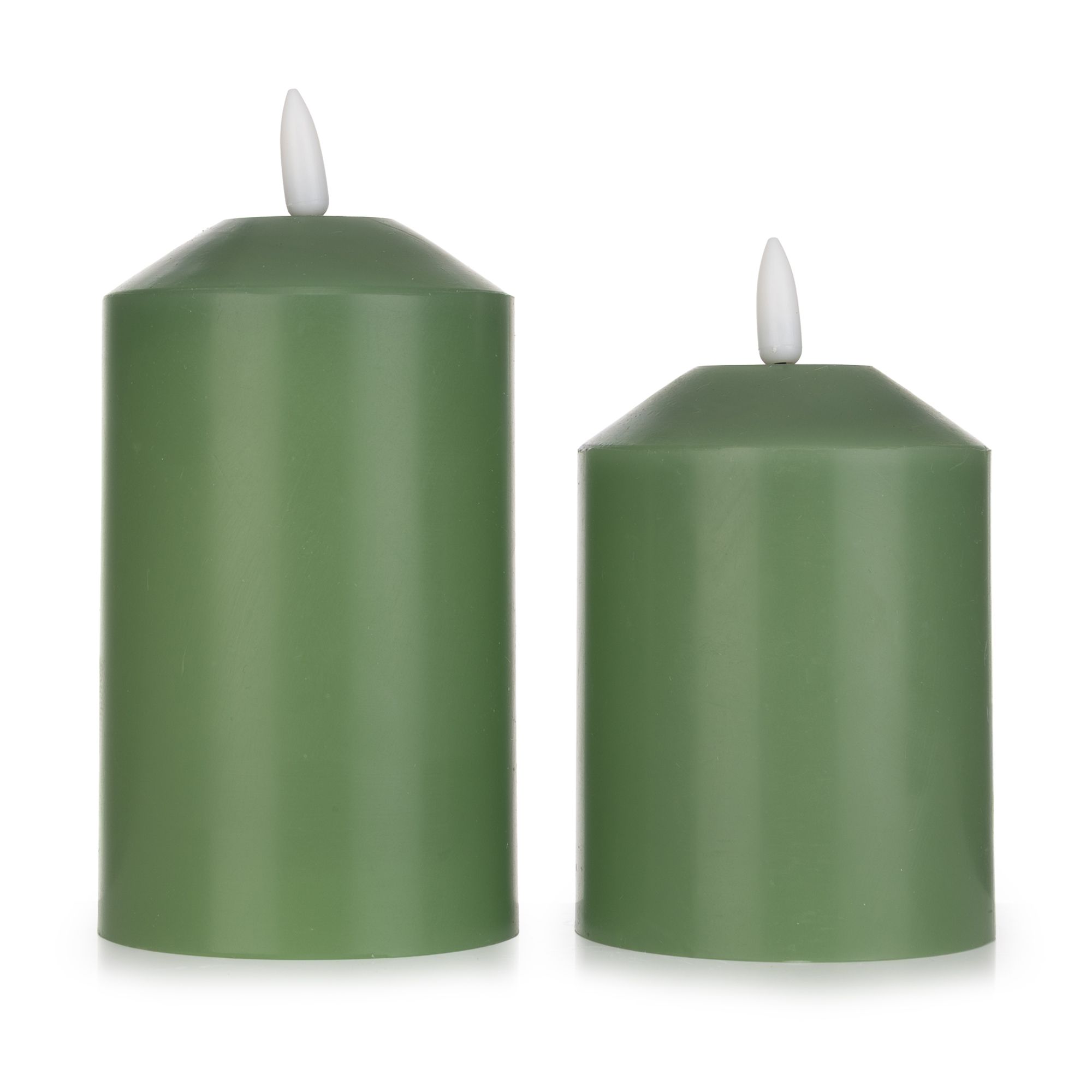 ELAMBIA recharge 2 LED-Kerzen wiederaufladbar 250h Brenndauer Ø 7,5cm, H. 12,5/15cm