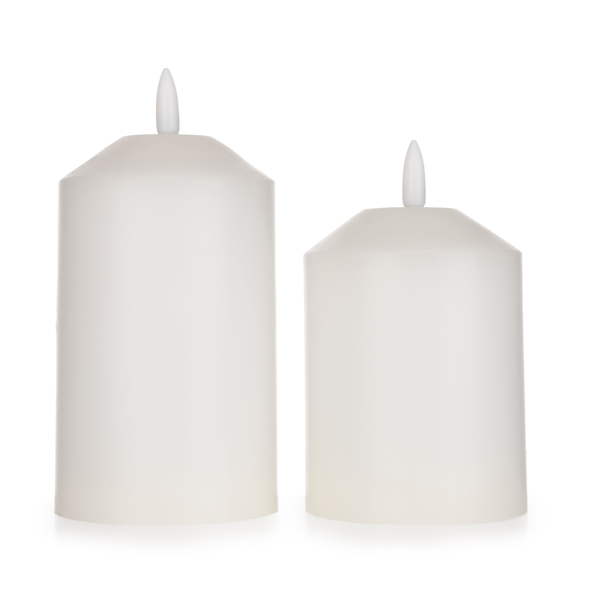 ELAMBIA recharge 2 LED-Kerzen wiederaufladbar 250h Brenndauer Ø 7,5cm, H. 12,5/15cm