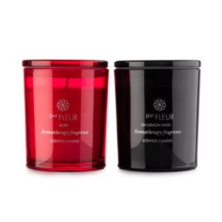 PUR FLEUR 2er-Set Duftkerzen Oh Lemon Mod & Lychee + Rose Brenndauer je ca. 50h