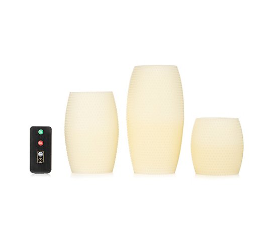 ELAMBIA 3 LED-Kerzen Waben-Design inkl. Fernbedienung Höhe 10, 15 & 20cm