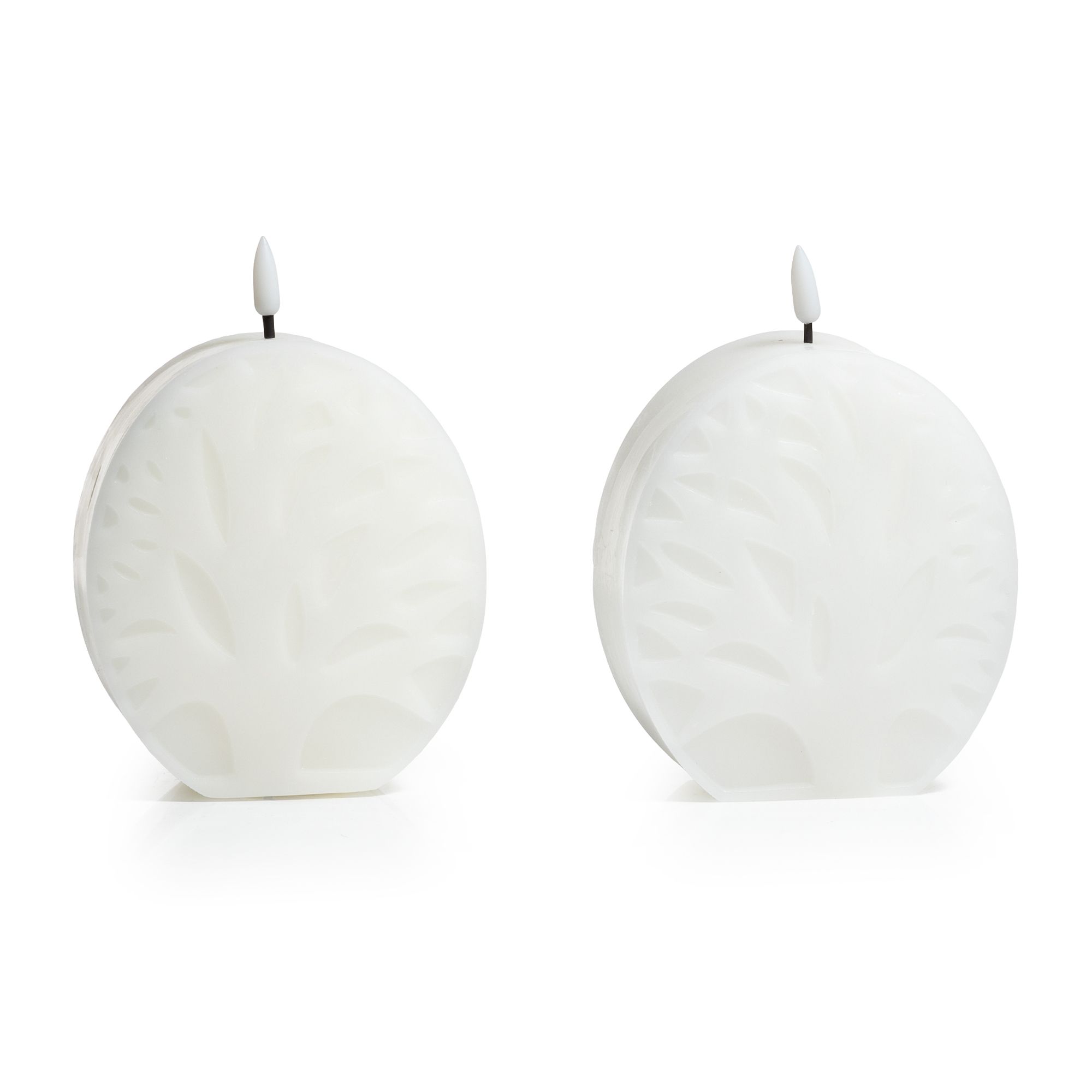 ELAMBIA 2 LED-Kerzen oval mit Relief Flamme Luma, Timer 12x5x16cm