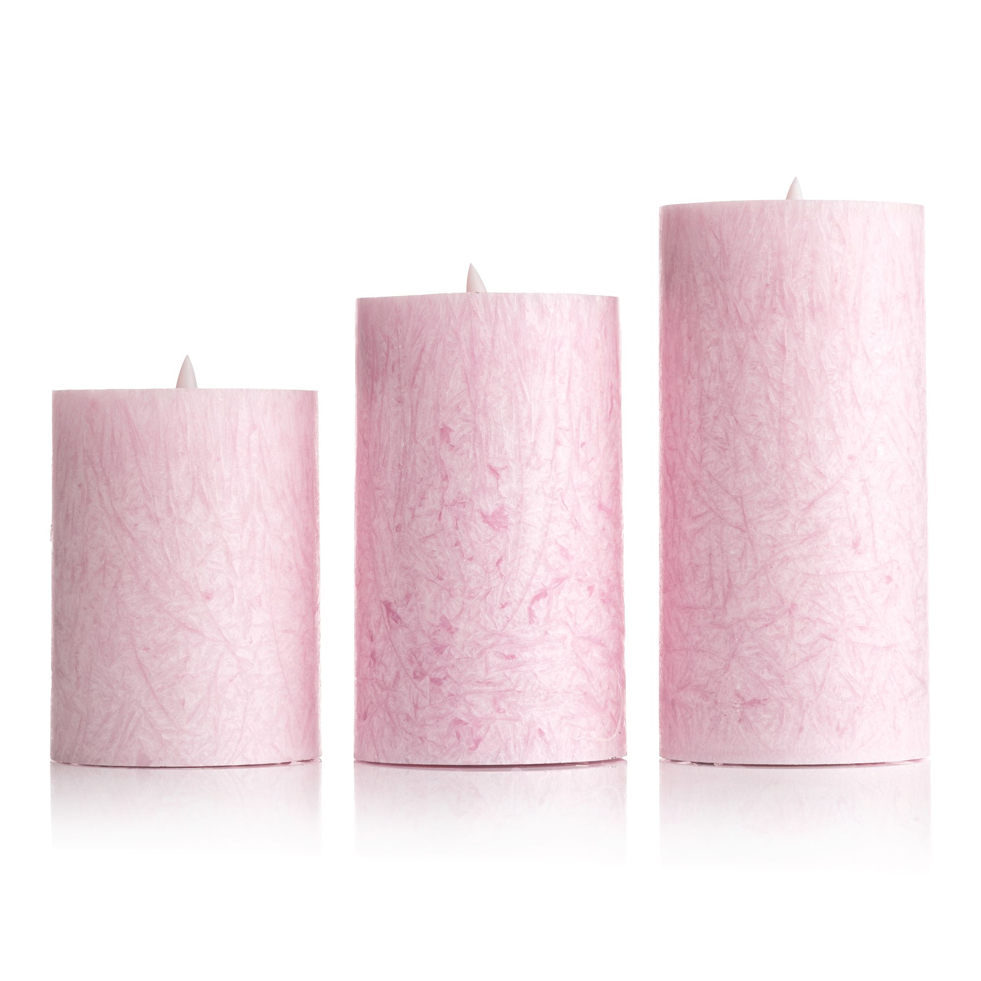 ELAMBIA 3 LED-Kerzen Frosted-Optik Flamme Luma, Timer H. 10, 12,5 & 15cm