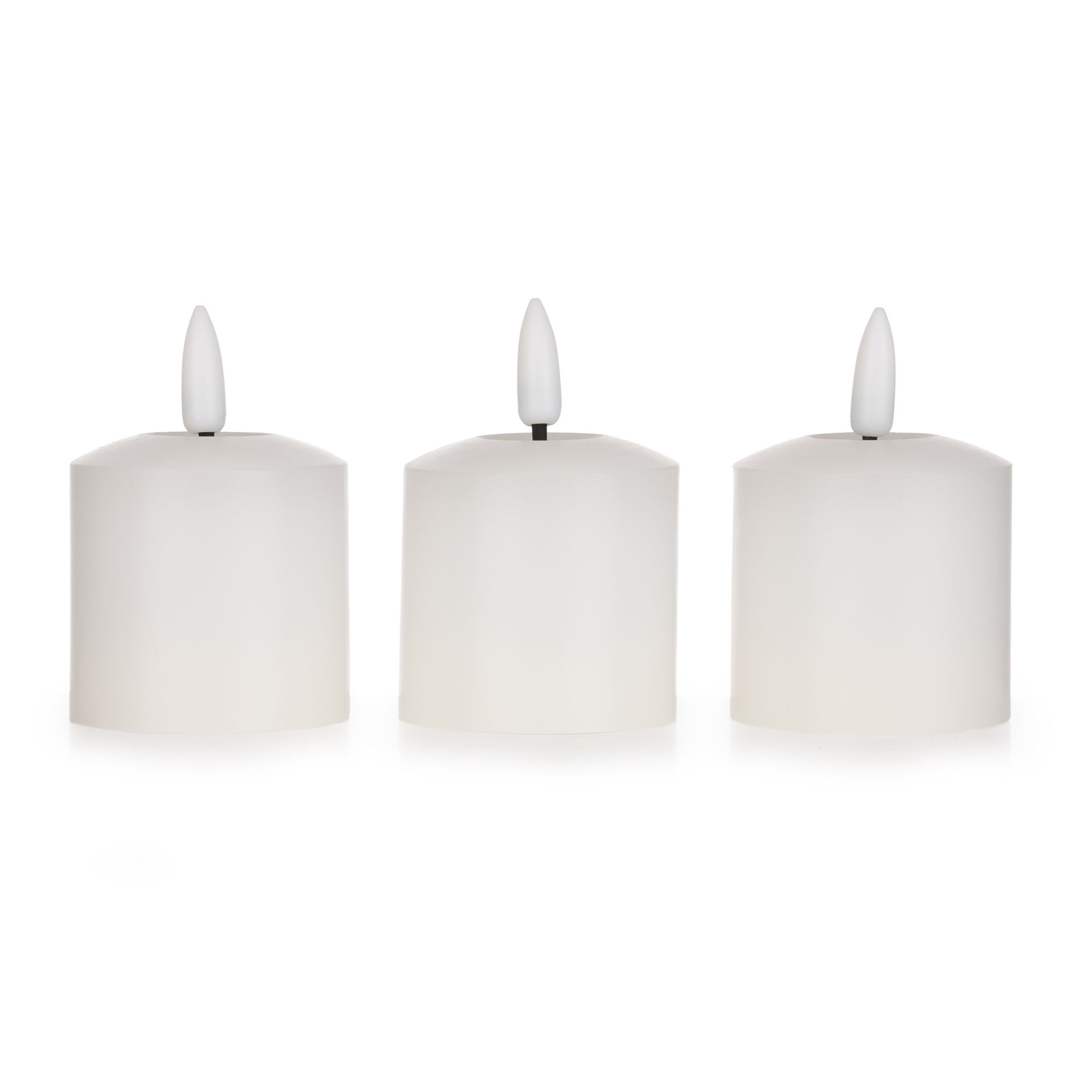 ELAMBIA recharge 3 LED-Votiverzen wiederaufladbar 250h Brenndauer Ø 5cm, Höhe 7,5cm