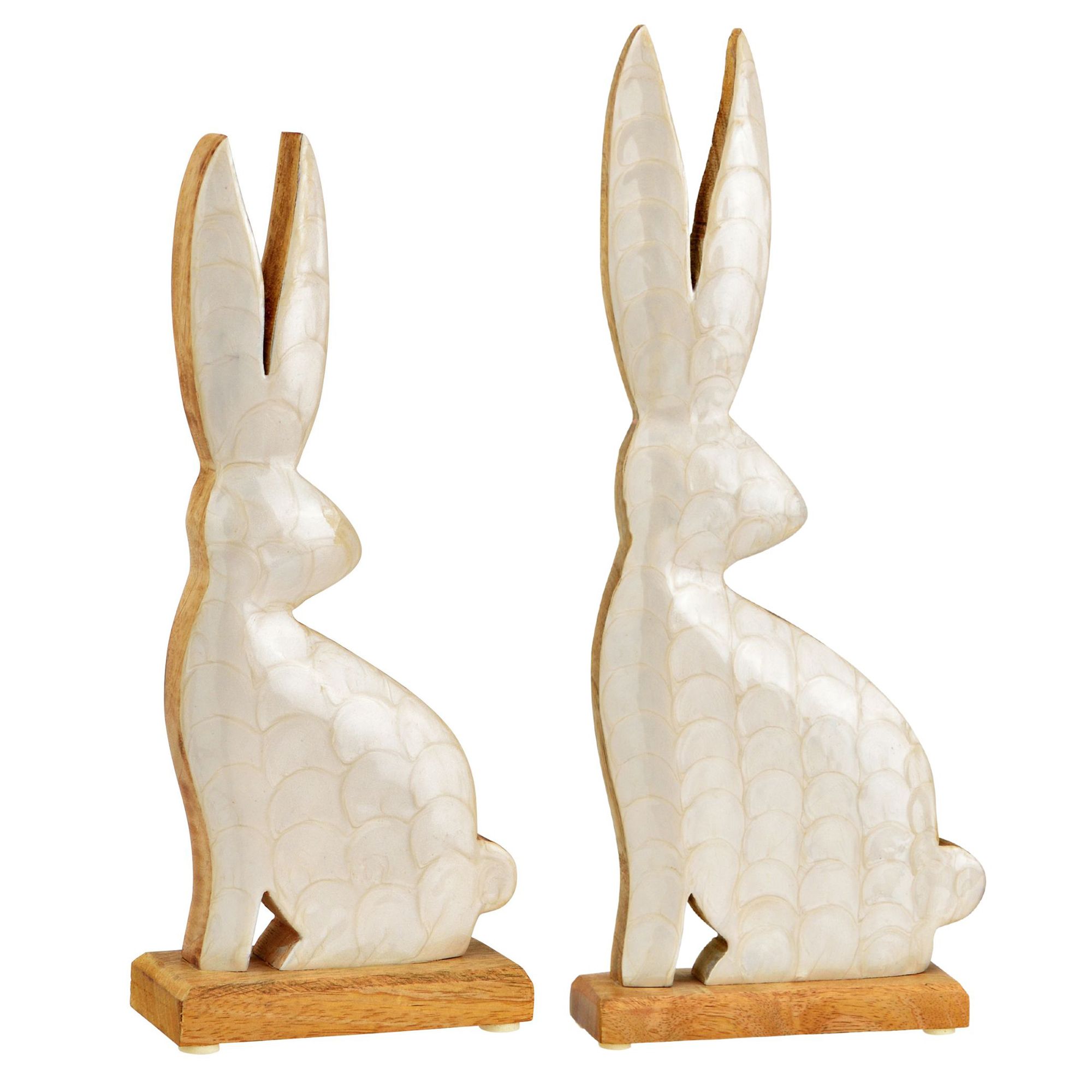 WURM 2 Dekofiguren Hase Aufsteller aus Mangoholz