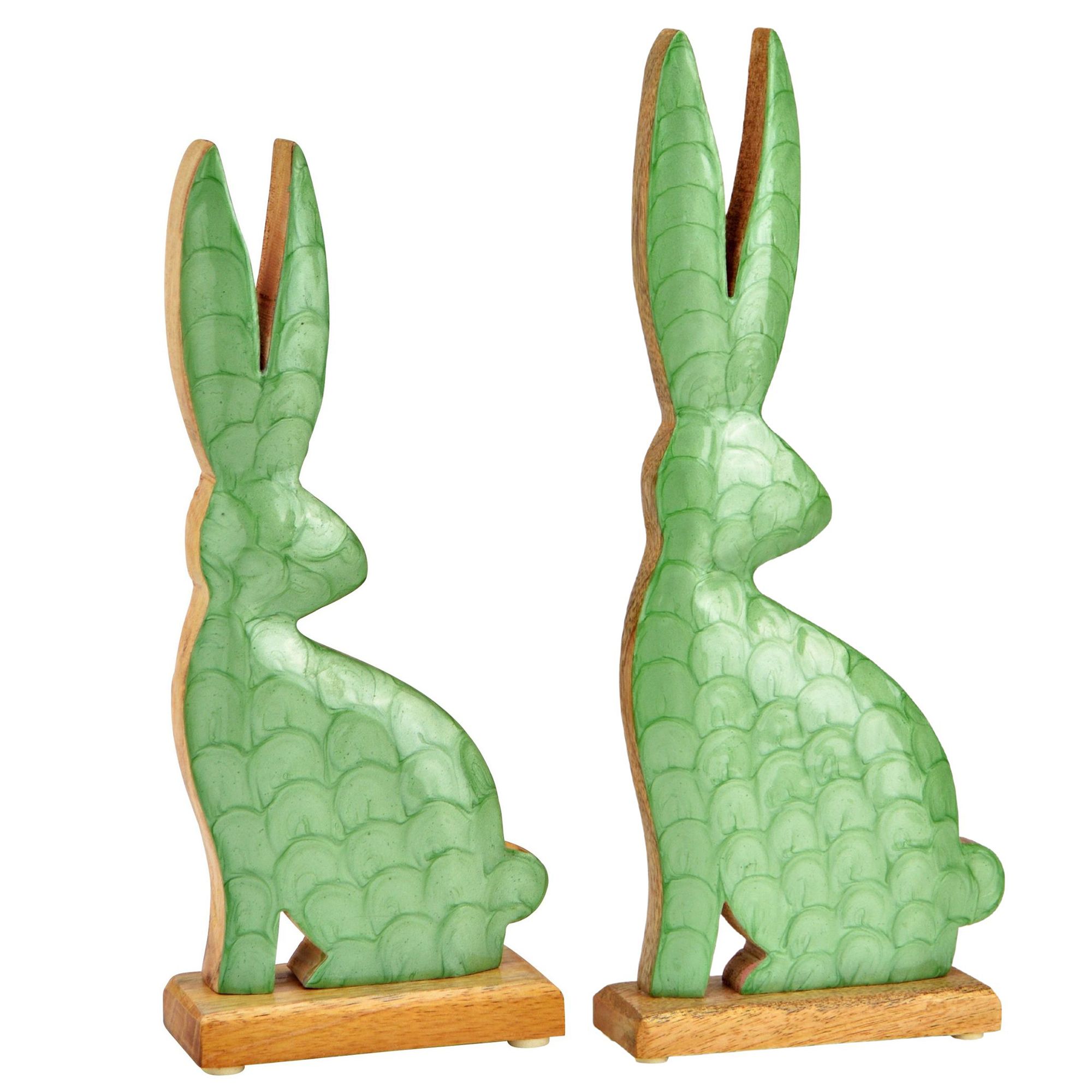 WURM 2 Dekofiguren Hase Aufsteller aus Mangoholz