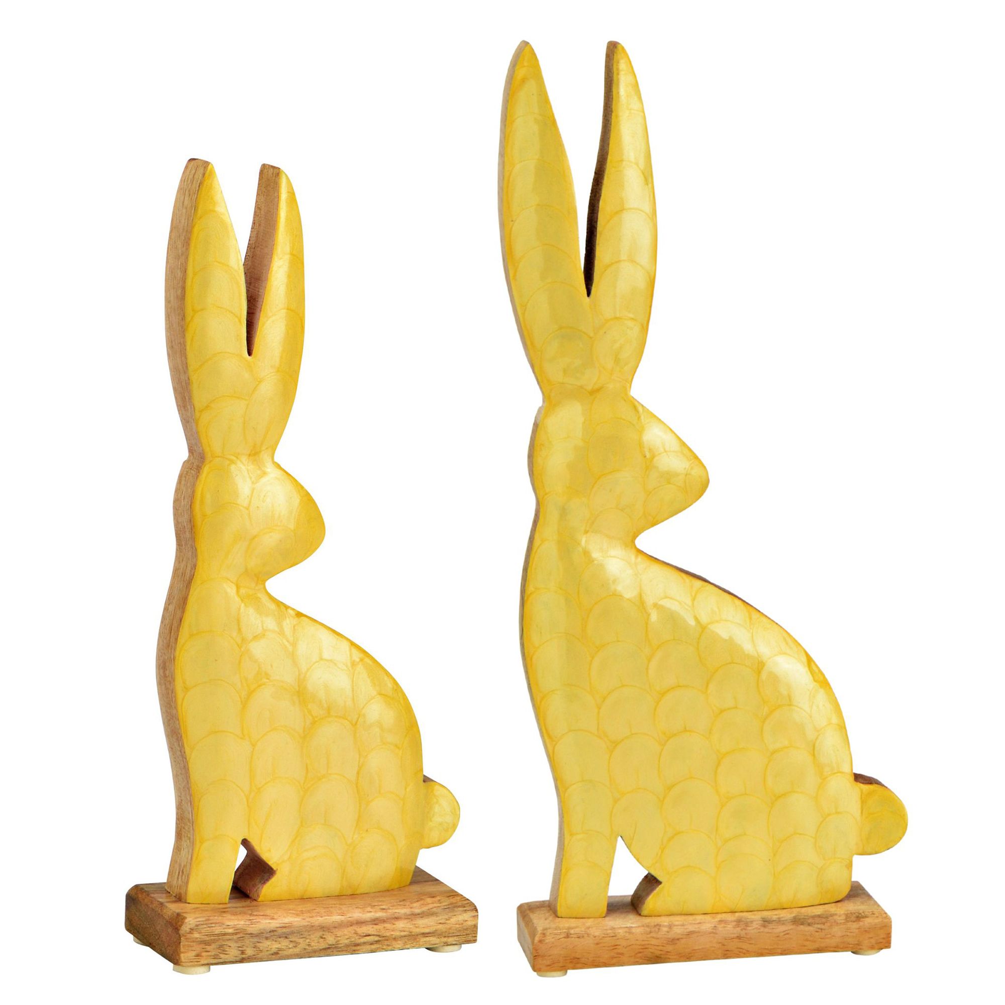 WURM 2 Dekofiguren Hase Aufsteller aus Mangoholz