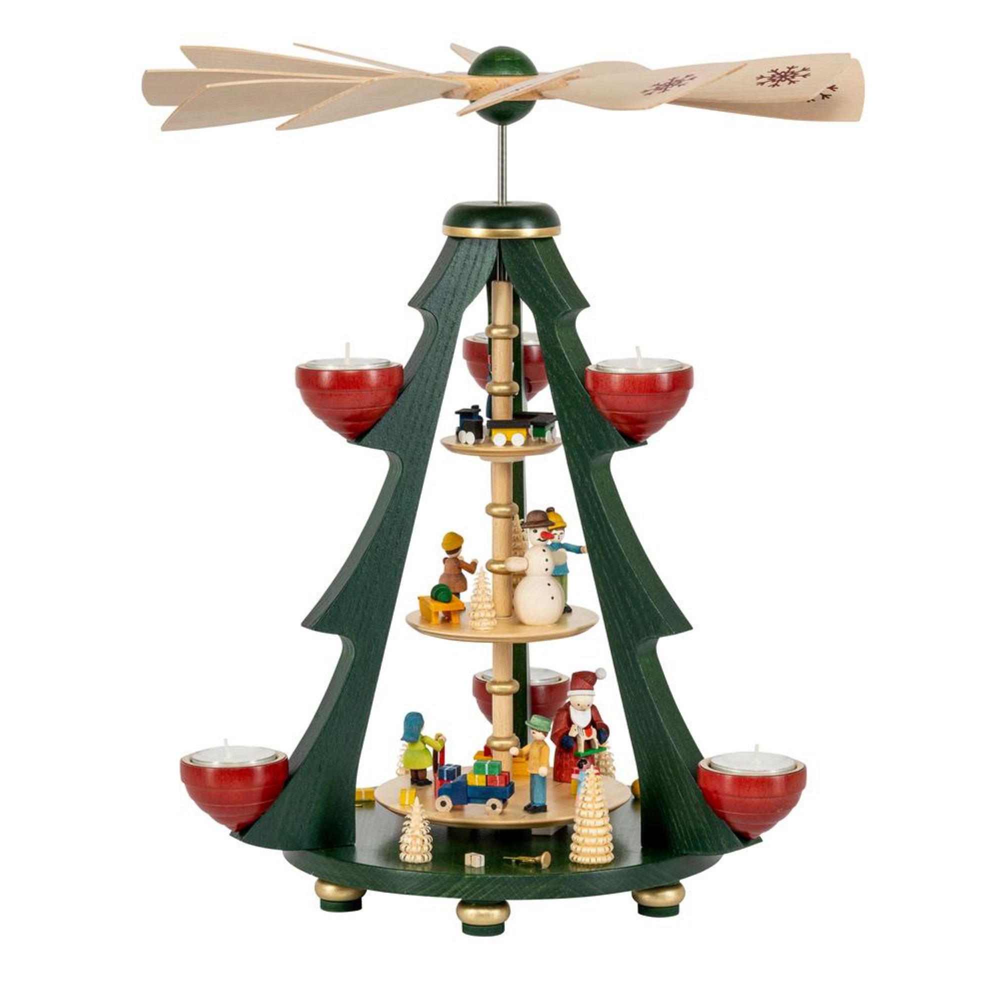 GLÄSSER SEIFFEN Baumpyramide 3-stöckig, bunt inkl. 6 Teelichte Höhe 40cm