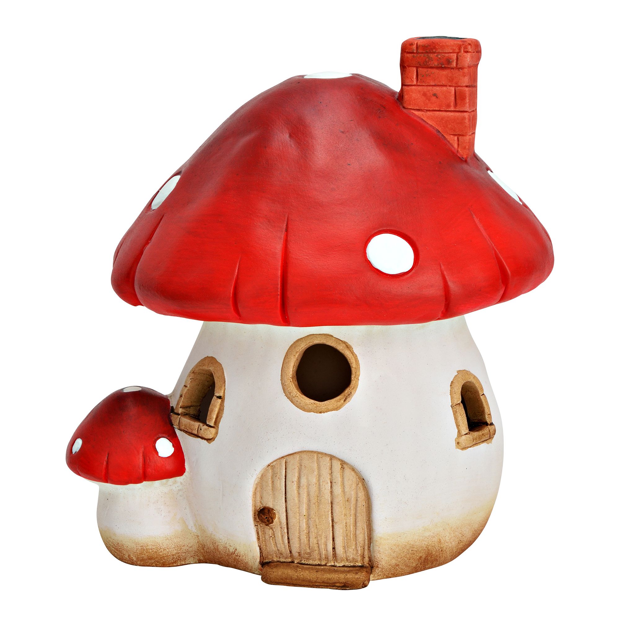 WURM LED-Pilzhaus aus Ton rot/weiß Größenauswahl