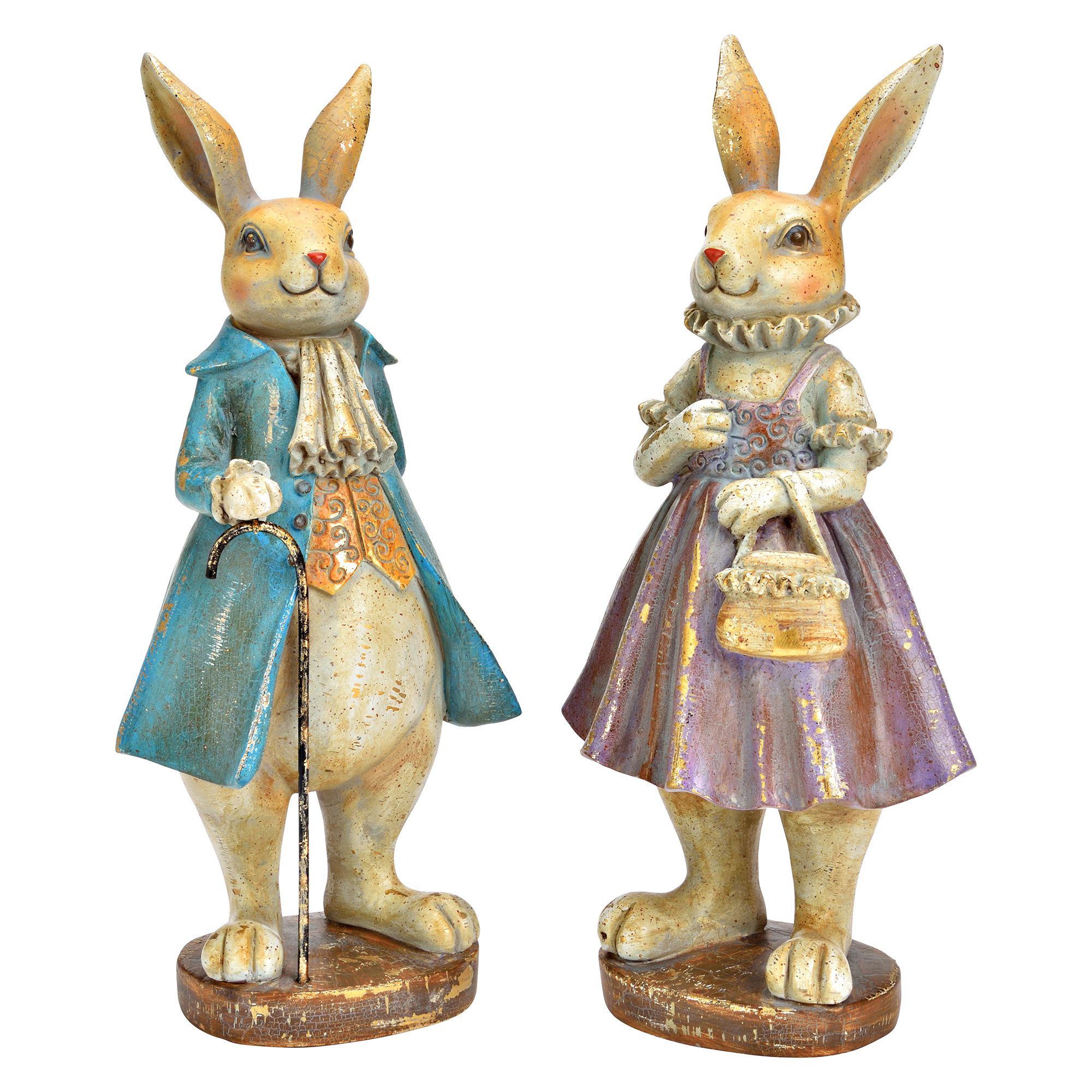 WURM 2 Dekofiguren Hase Gehstock / Handtasche Maße 11x25x9cm