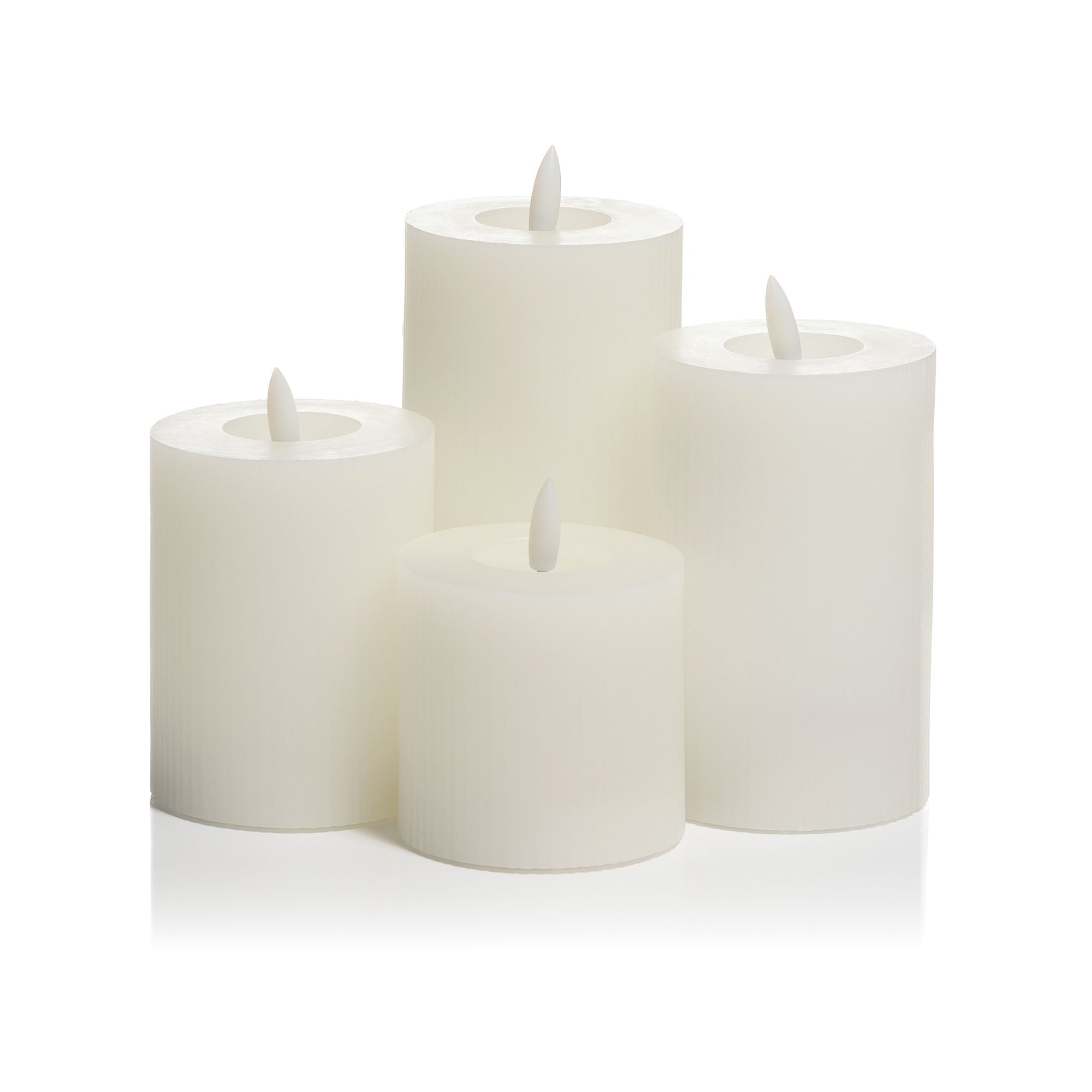 ELAMBIA 4 LED-Kerzen Rillen-Design Flamme Luma, Timer H. 10-17,5cm, Ø 7,5cm