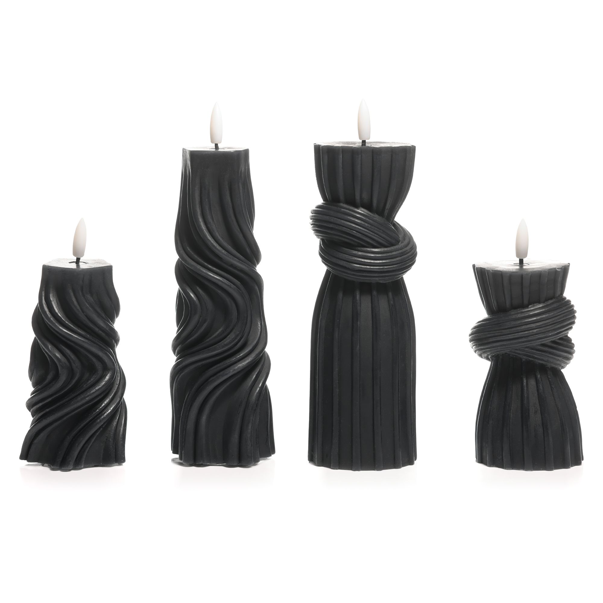ELAMBIA 4 LED-Kerzen Design-Formen Flamme Luma, Timer Höhe 15cm & 25cm