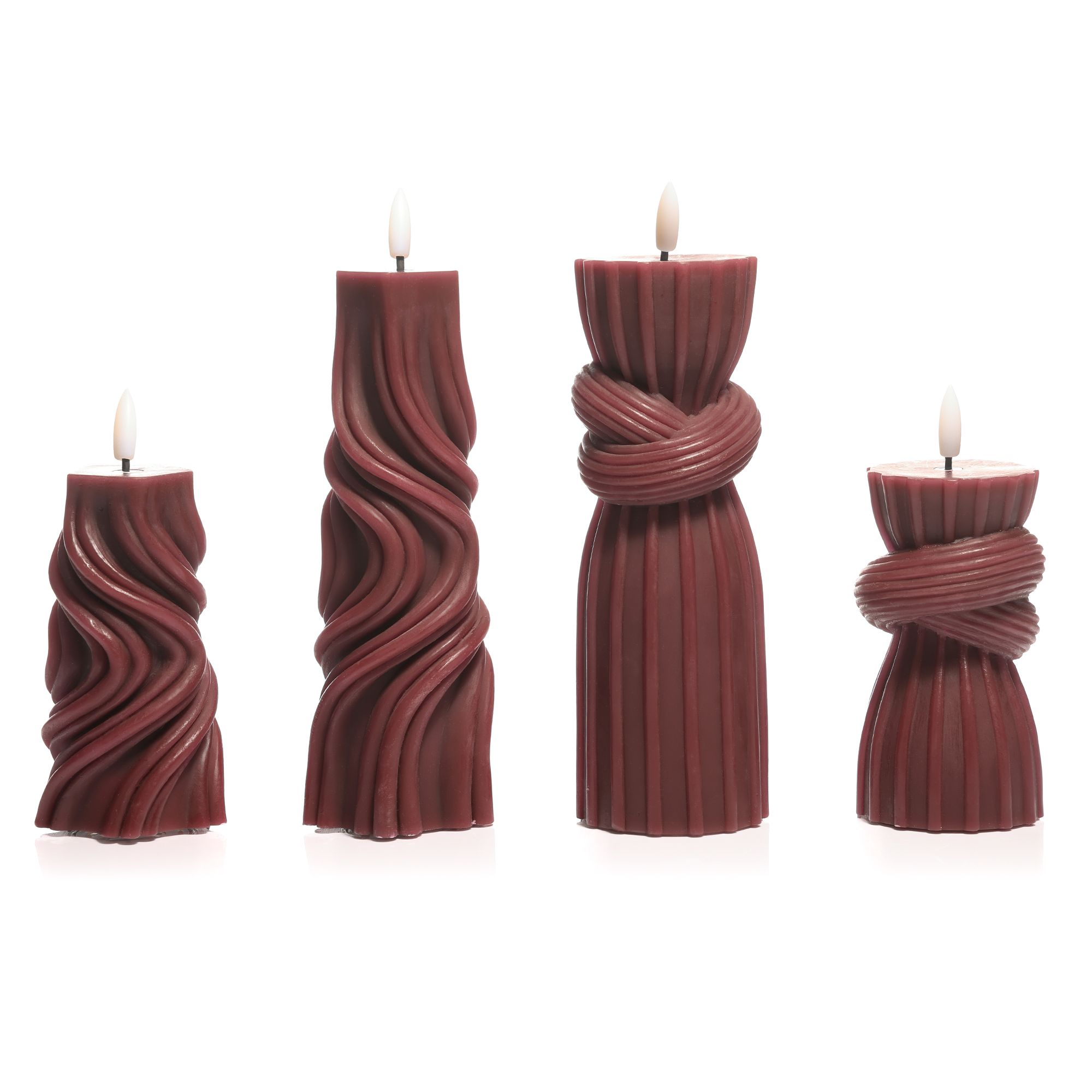 ELAMBIA 4 LED-Kerzen Design-Formen Flamme Luma, Timer Höhe 15cm & 25cm