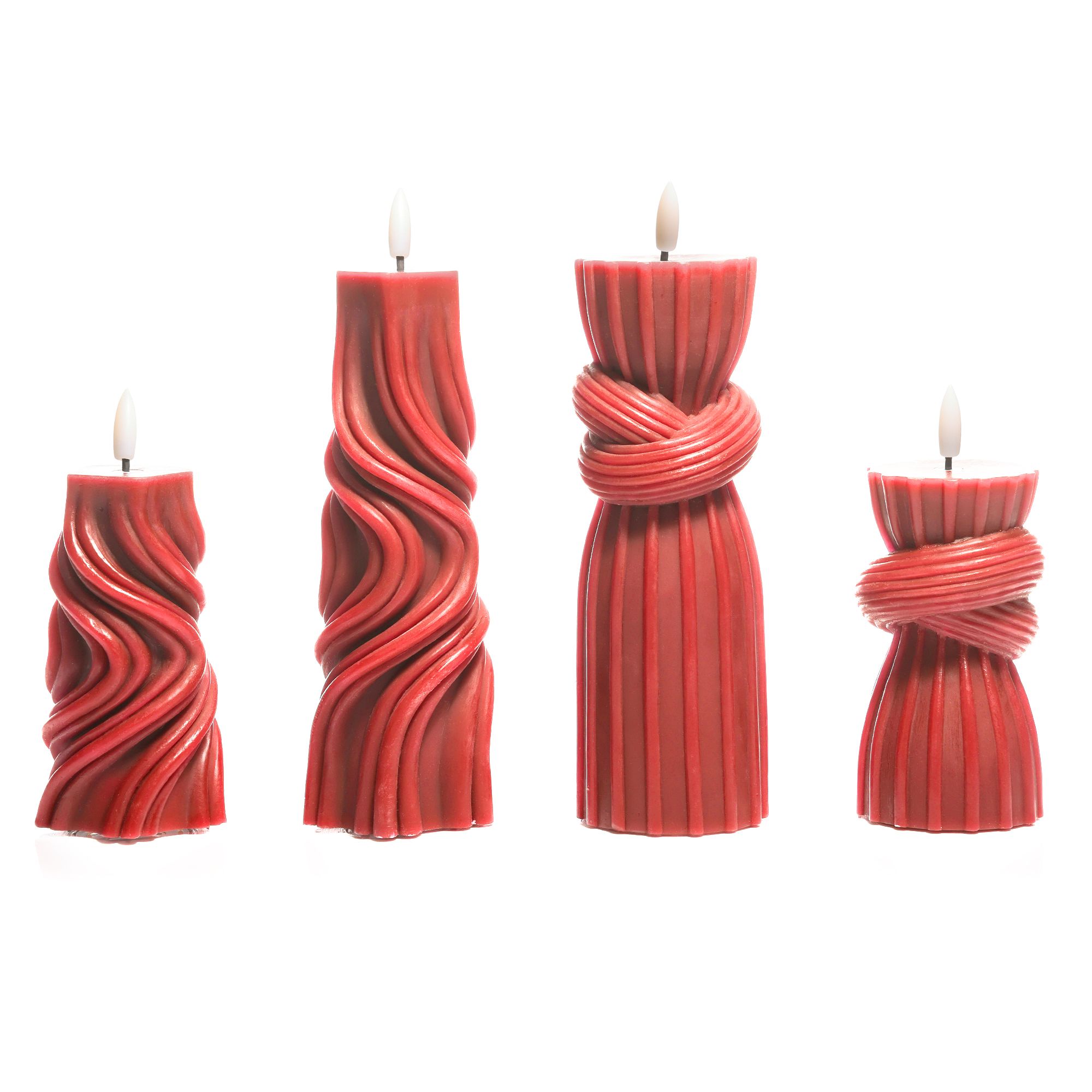 ELAMBIA 4 LED-Kerzen Design-Formen Flamme Luma, Timer Höhe 15cm & 25cm