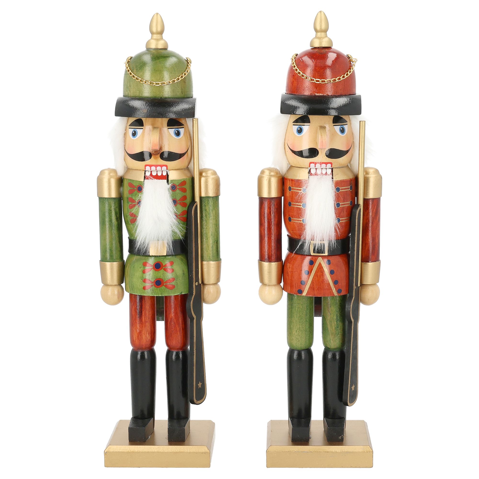 WURM 2 Nussknacker rot / grün aus Holz Höhe 40cm