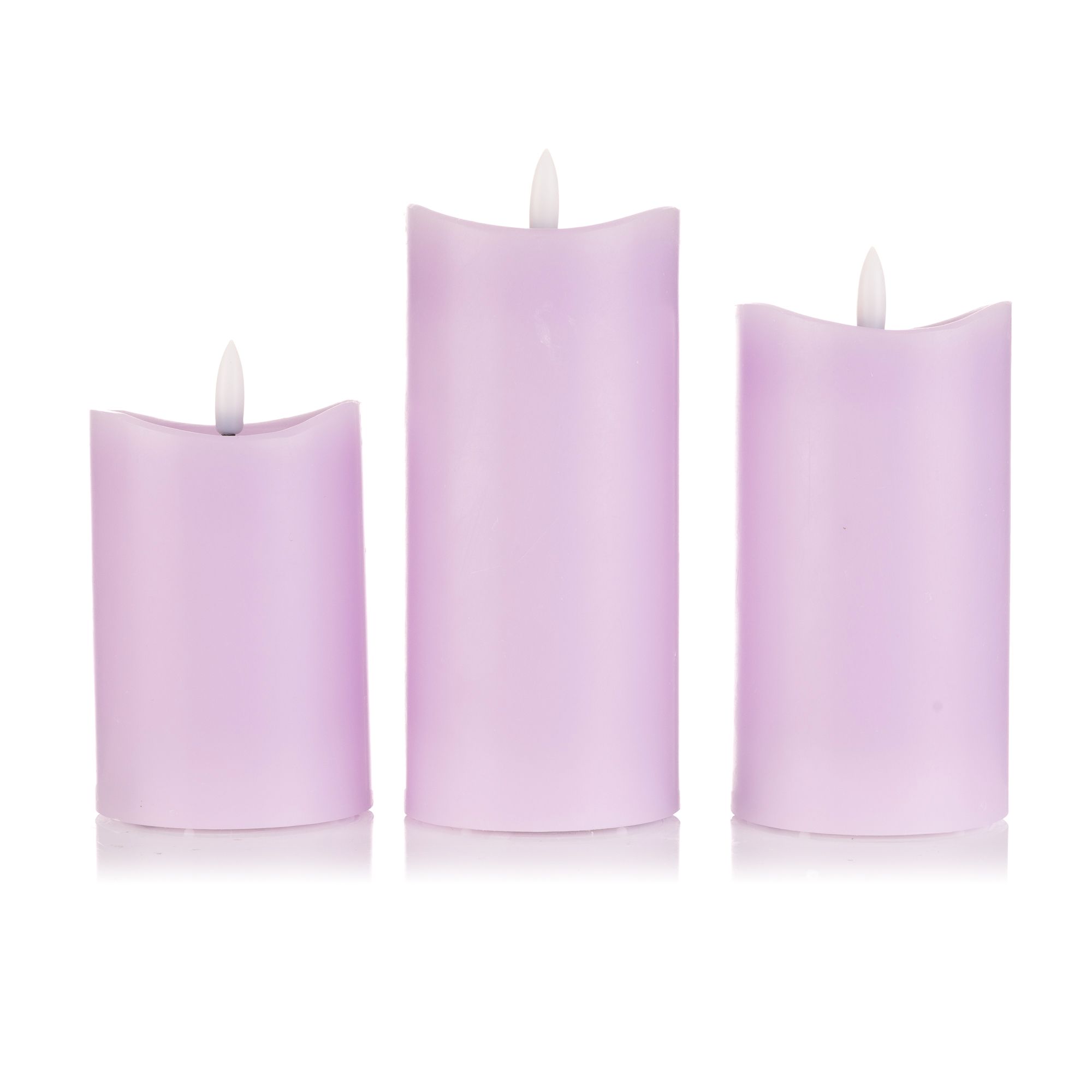 ELAMBIA 3 LED-Kerzen mit Wachsspiegel 5h-Timerfunktion H. 12,5/15 & 17,5cm