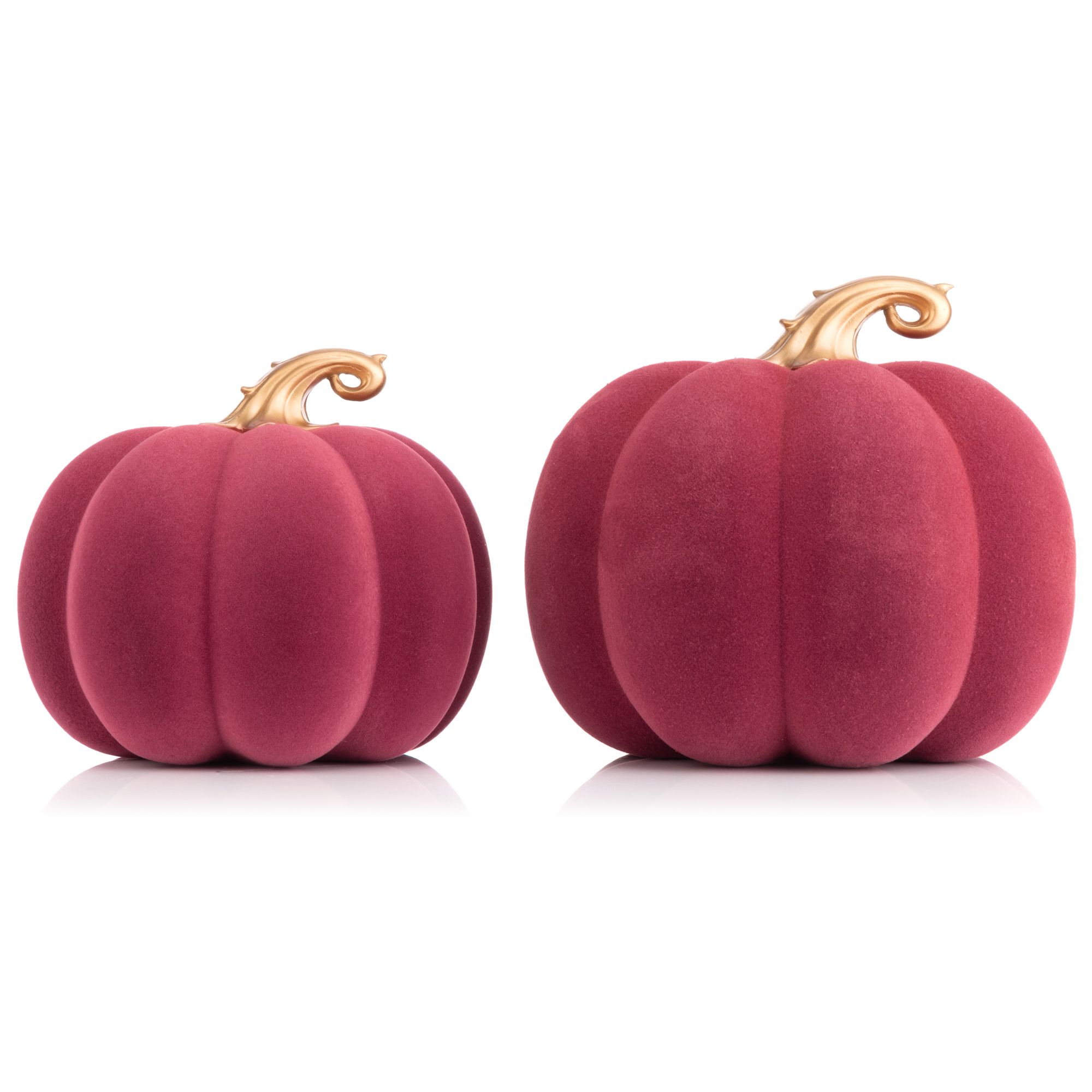 ABELLA Casa 2 Deko-Kürbisse Samt-Oberfläche Ø 15cm & 18cm