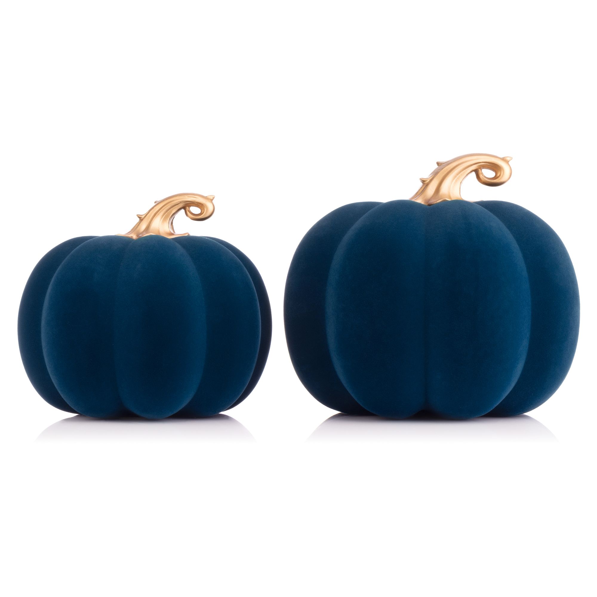 ABELLA Casa 2 Deko-Kürbisse Samt-Oberfläche Ø 15cm & 18cm