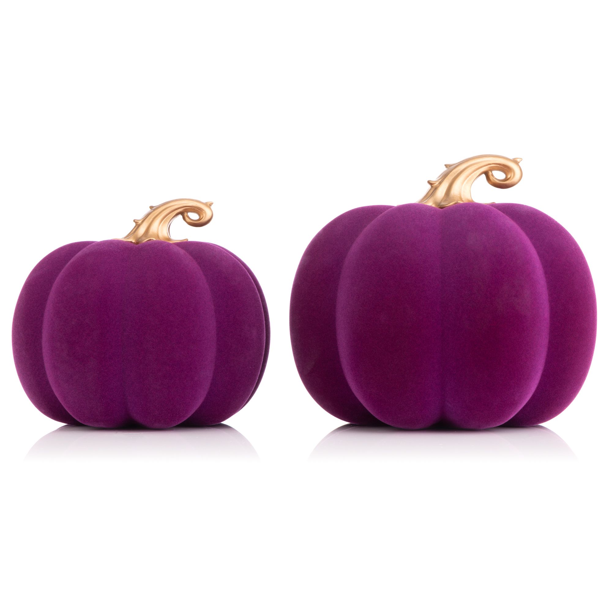 ABELLA Casa 2 Deko-Kürbisse Samt-Oberfläche Ø 15cm & 18cm