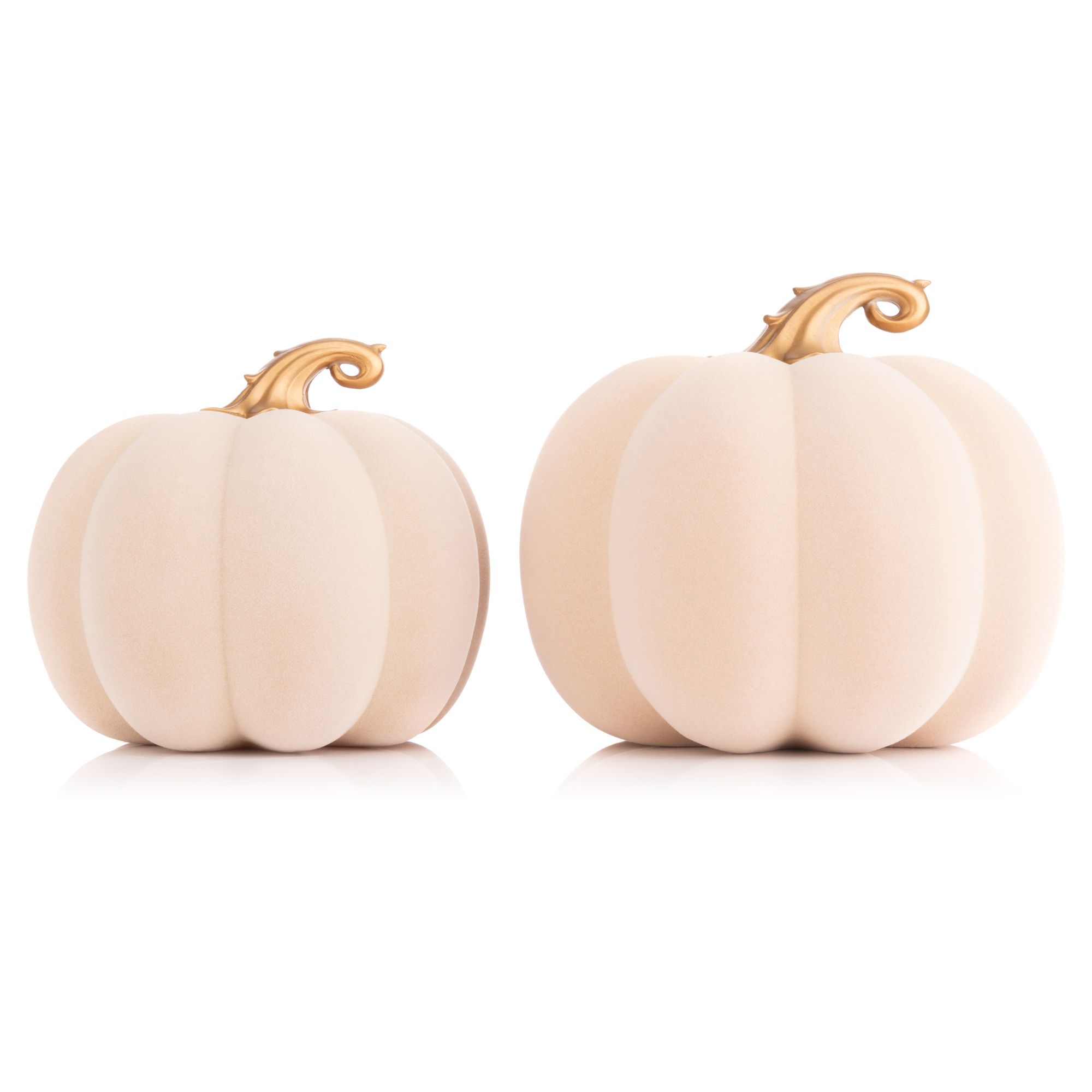 ABELLA Casa 2 Deko-Kürbisse Samt-Oberfläche Ø 15cm & 18cm