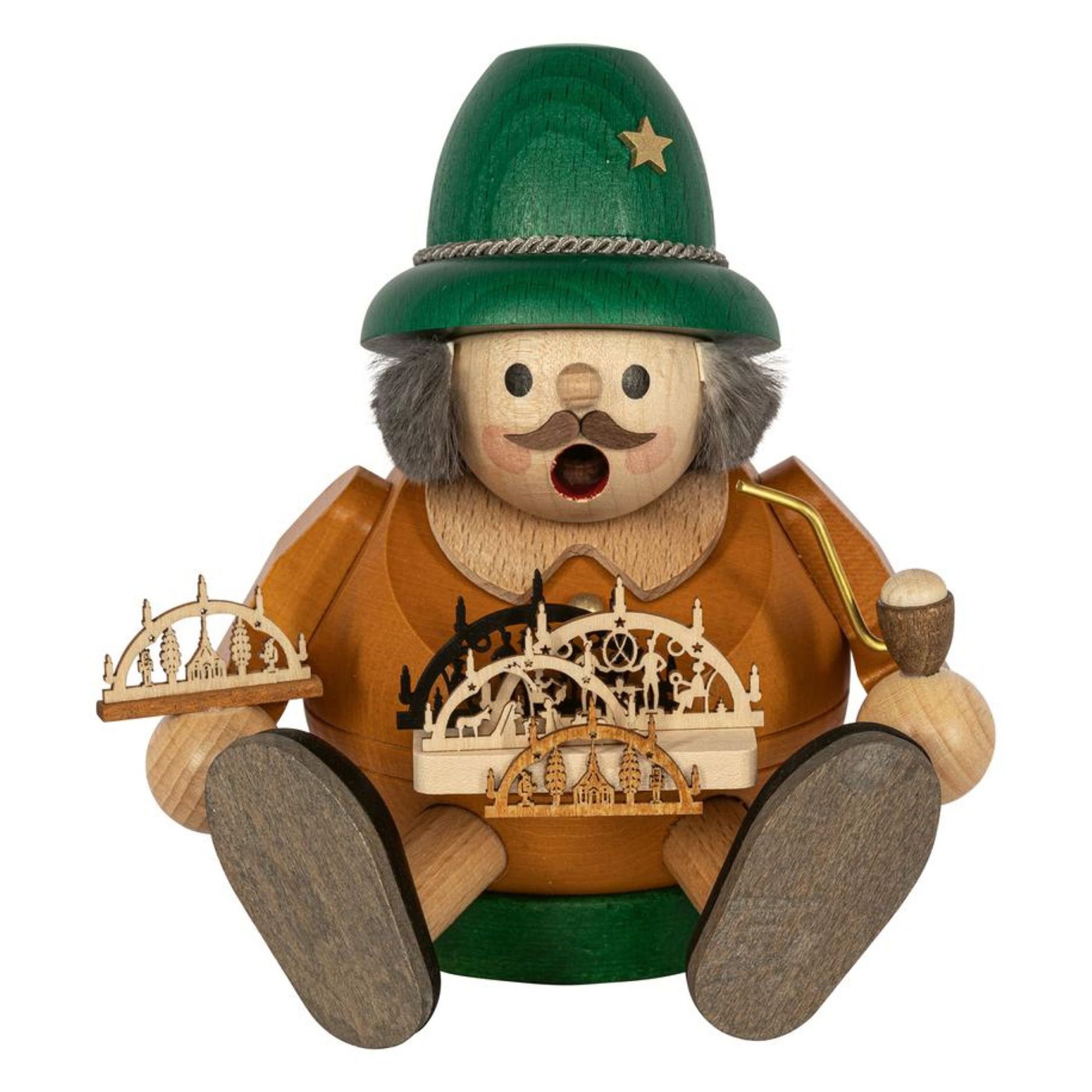 GLÄSSER SEIFFEN Räuchermann sitzend Designauswahl inkl. Räucherkerzen Höhe ca. 13cm