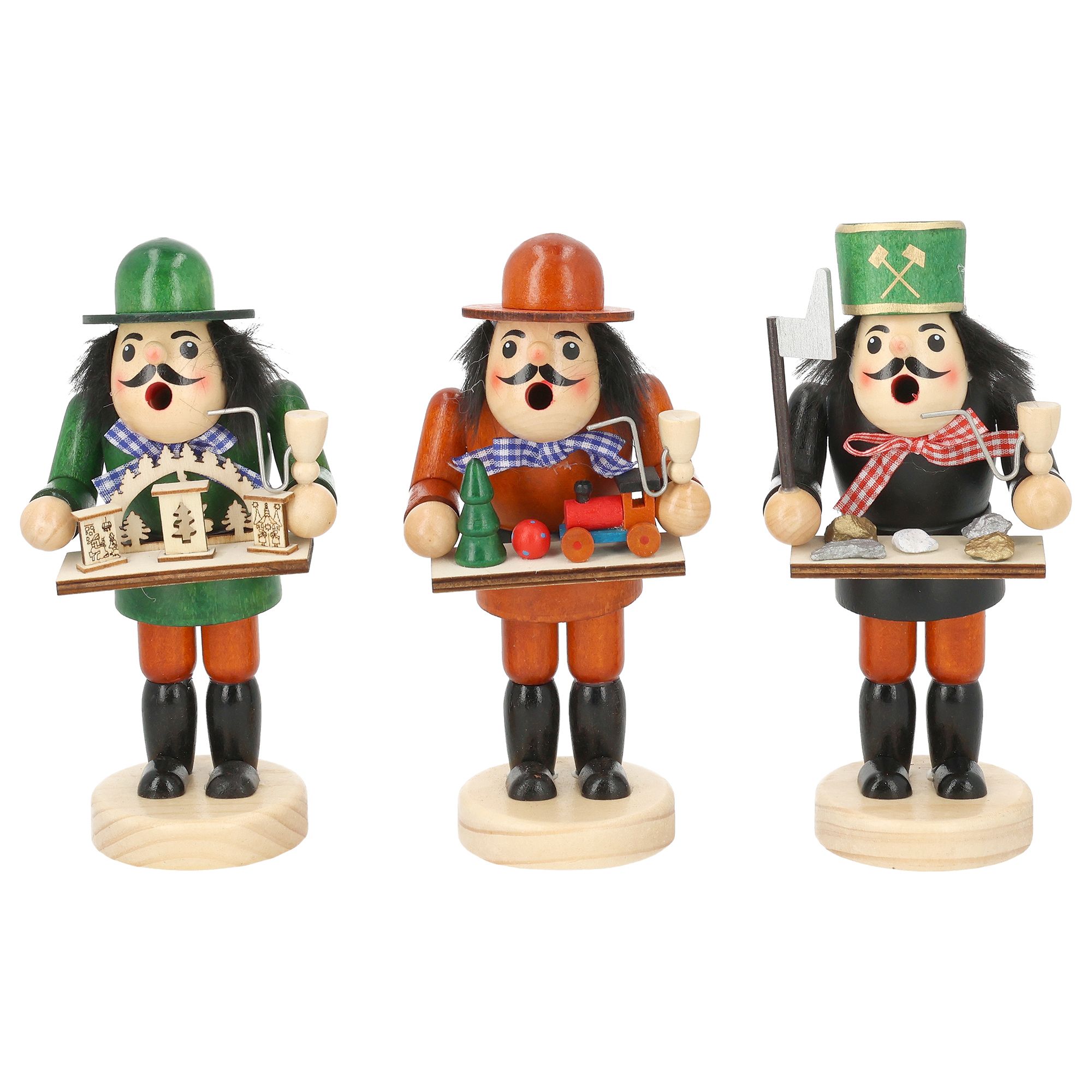 WURM 2 Räuchermännchen Design-Mix aus Holz Höhe 19cm