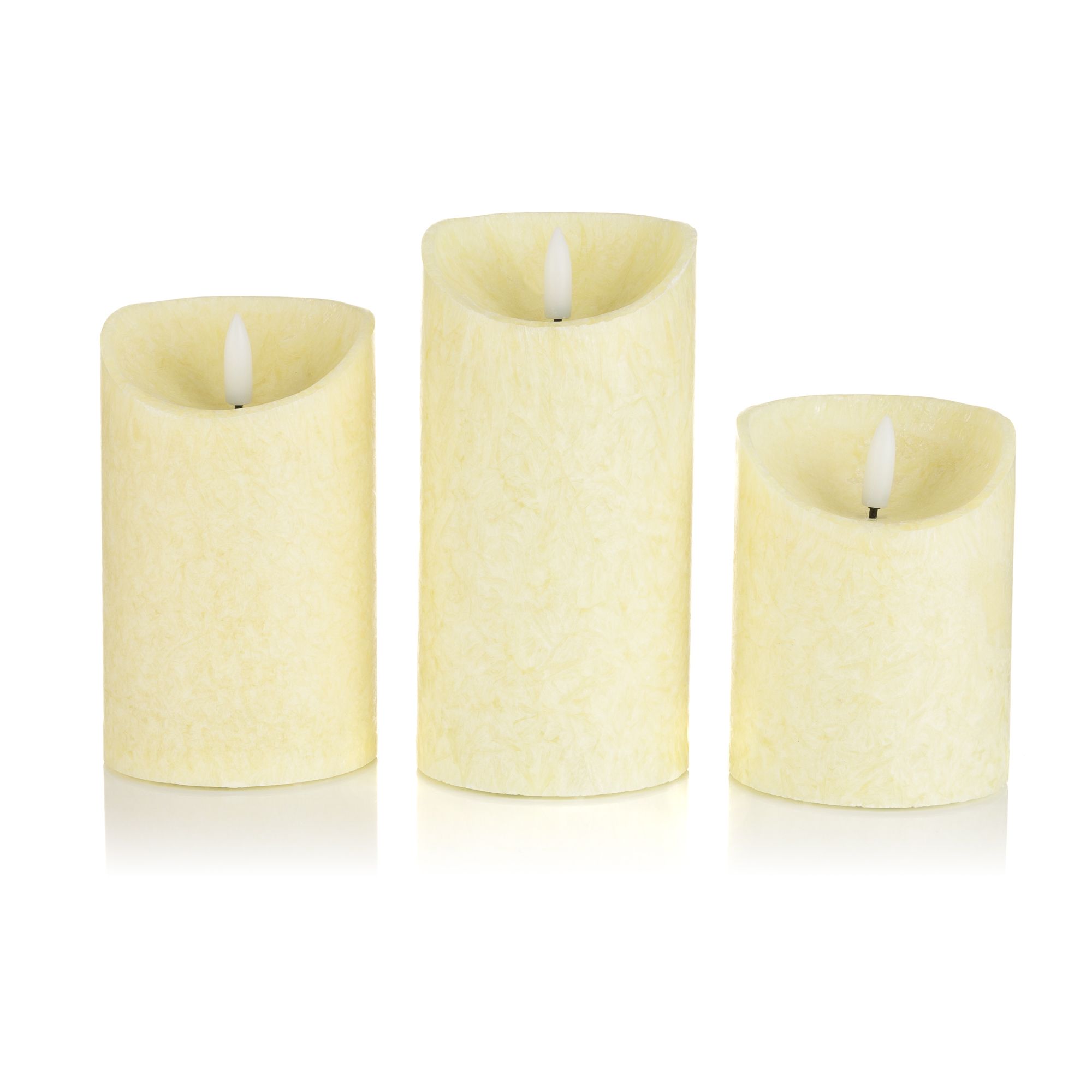 ELAMBIA 3 LED-Kerzen Kristall-Effekt 5h-Timerfunktion H. 10, 12 & 15cm