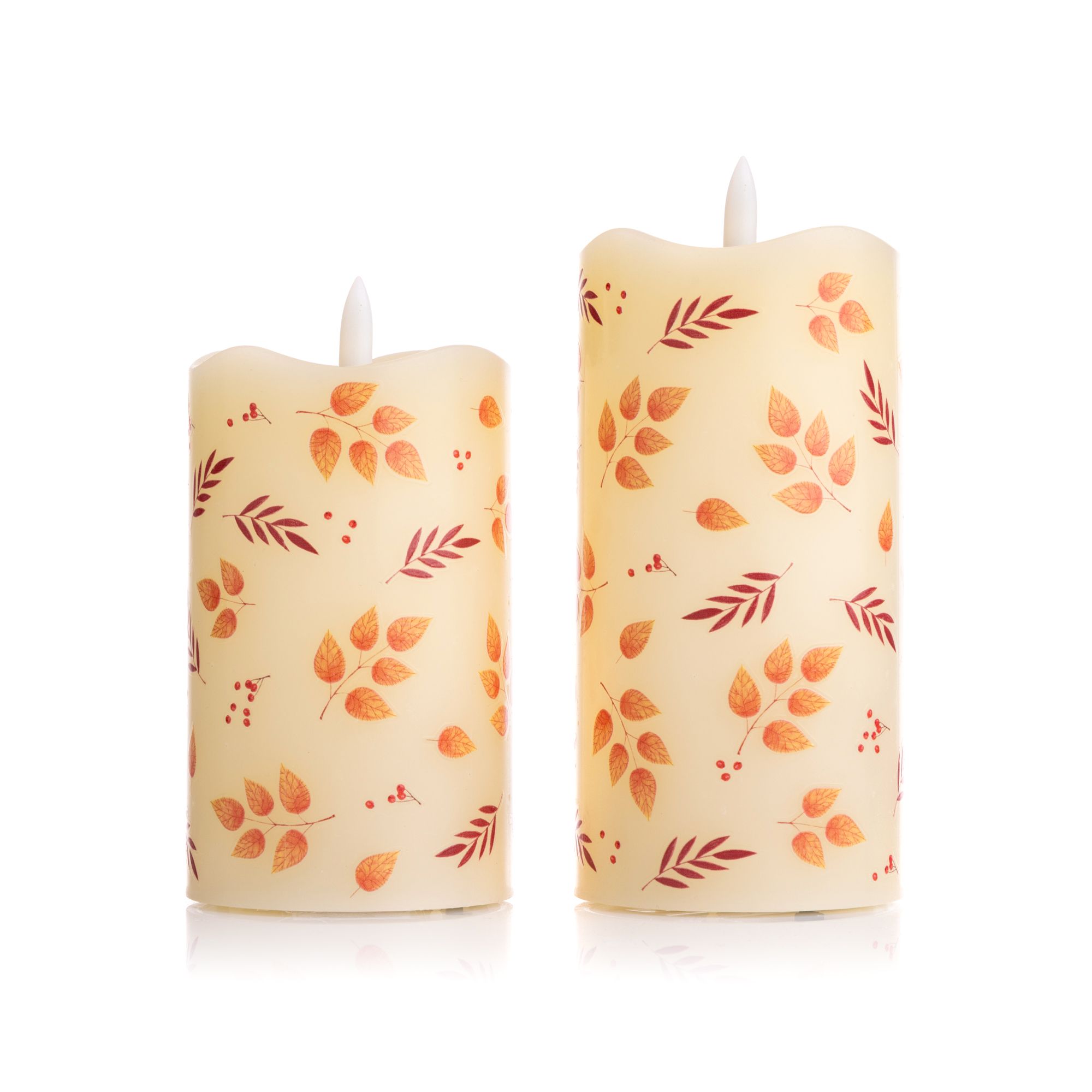 ELAMBIA 2 LED-Kerzen Fiberglas-Effekt Flamme Luma, Timer Höhe 12,5cm & 15cm