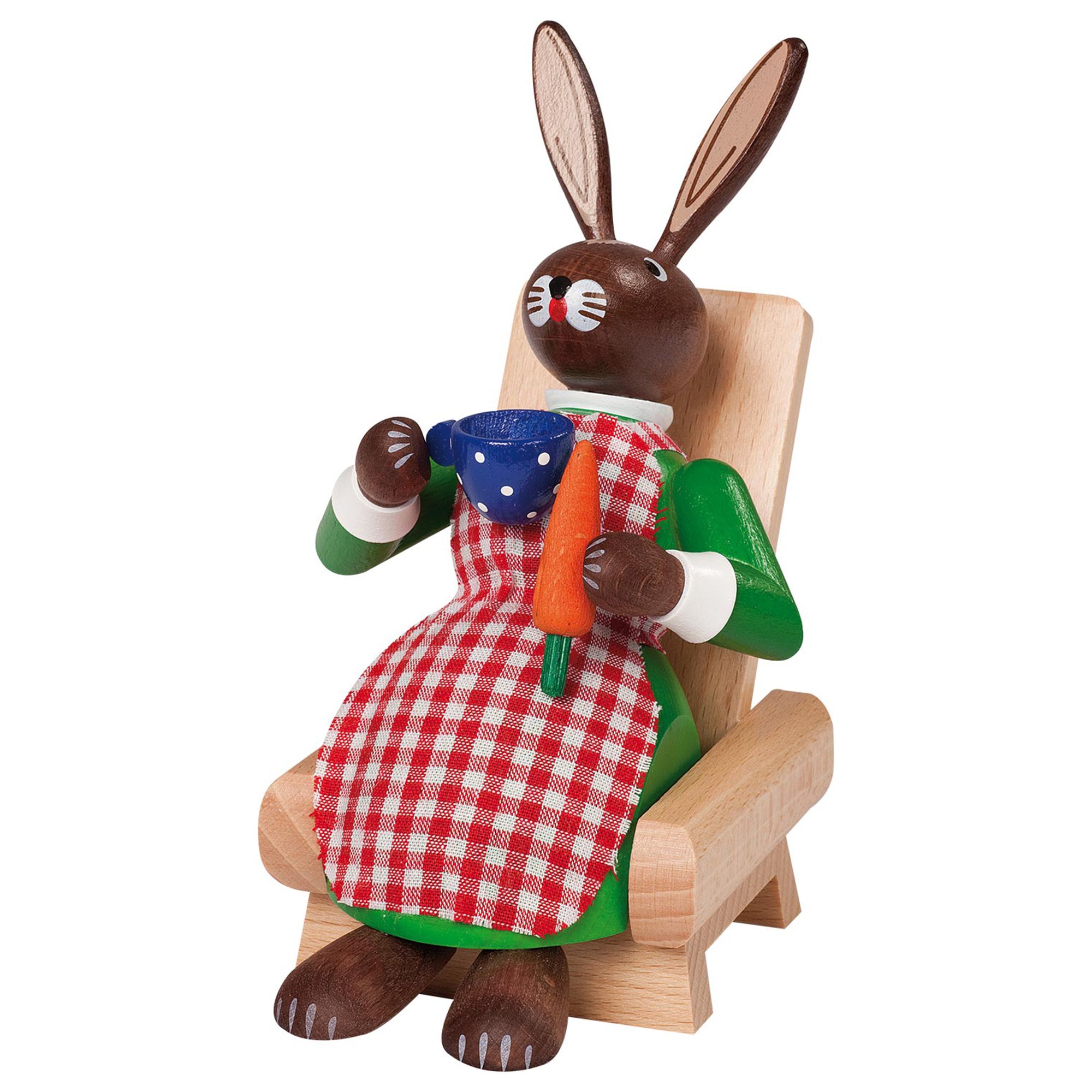 GLÄSSER SEIFFEN Räucherhase im Lehnstuhl inkl. Räucherkerzen Höhe 14cm