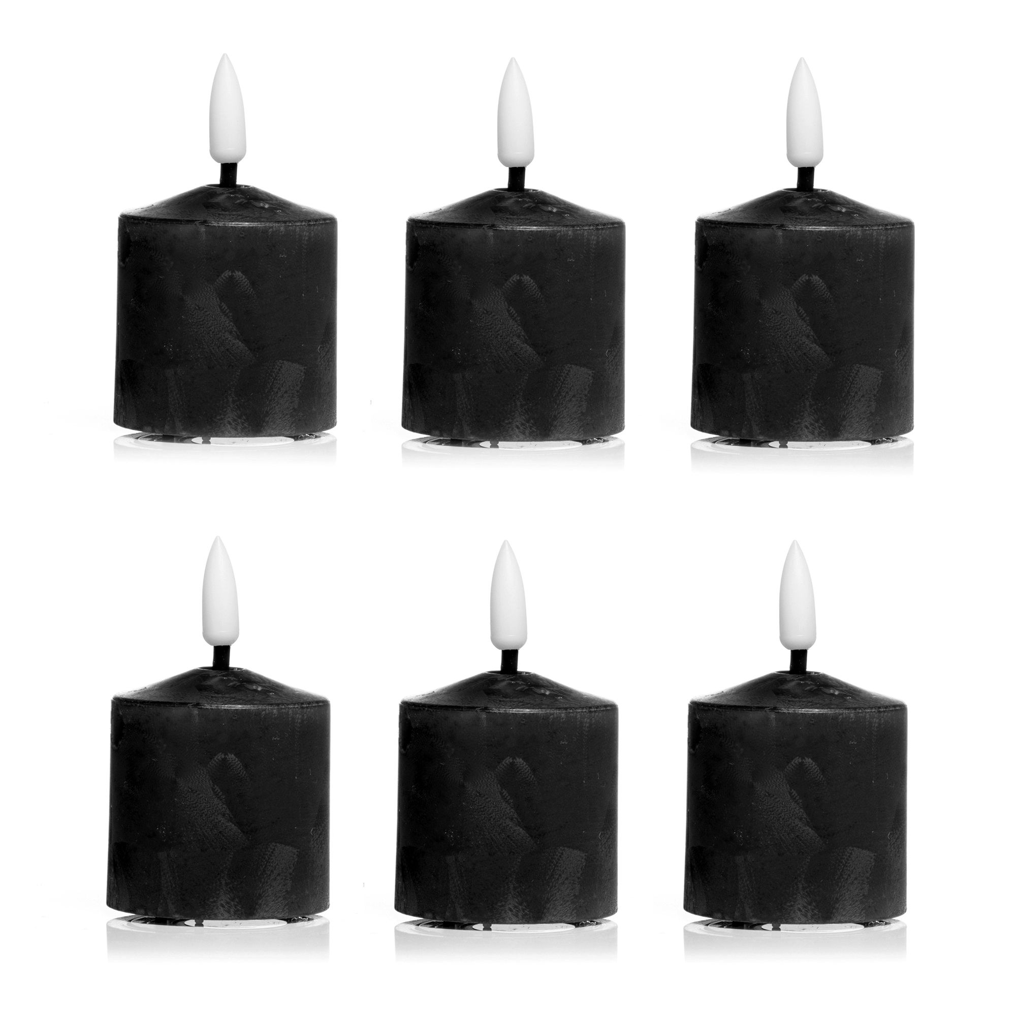 ELAMBIA 6 LED-Votivkerzen Eislack-Finish Dual-Timer Höhe 8cm, Ø 4,7cm