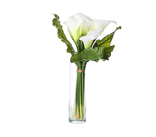PEONY künstl. Blumenstrauß Callas Glasvase Höhe ca. 56cm